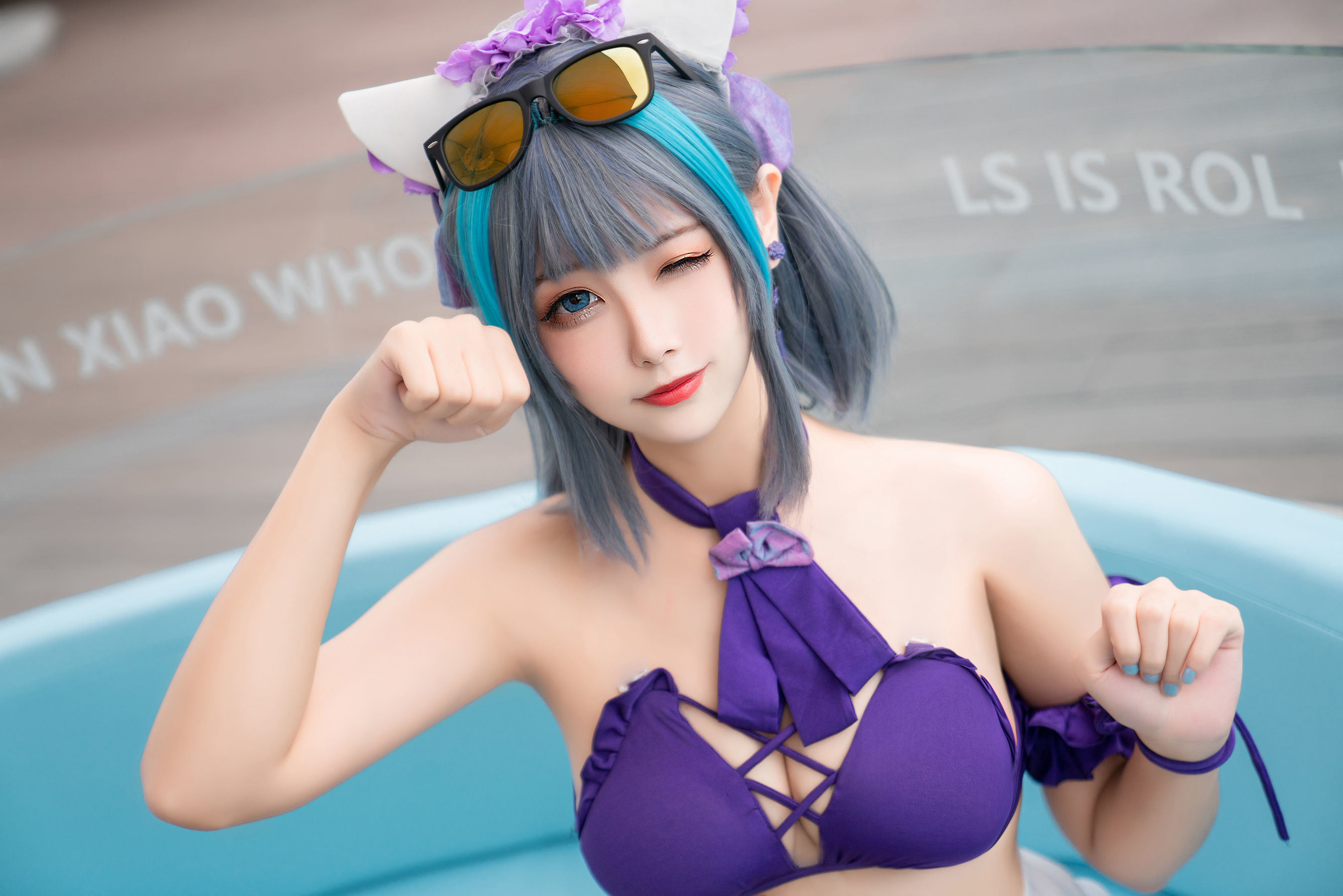 Cosplay Welfare] Weibo Girl Momoko Aoi - Cheshire Swimsuit