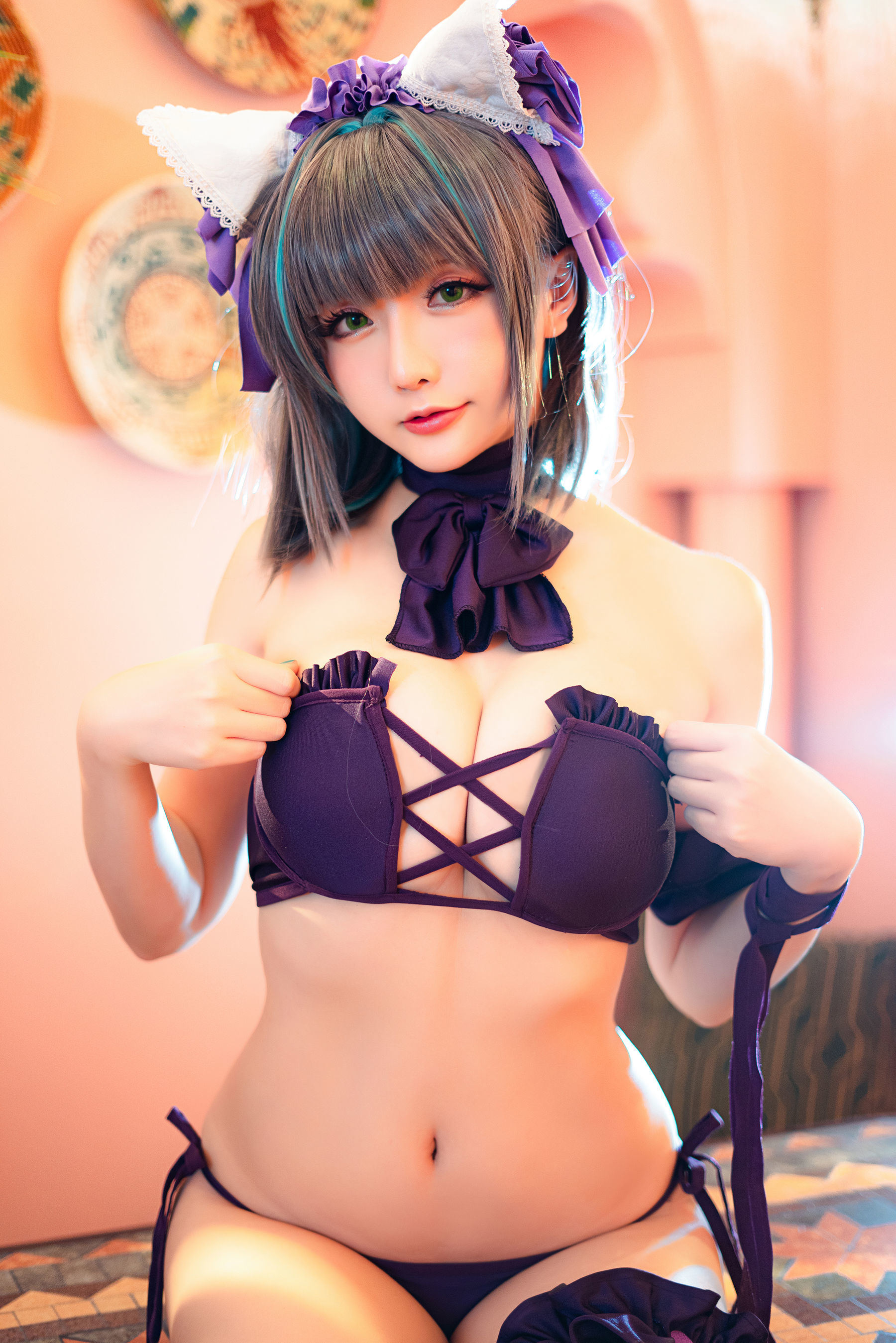 [COS福利] Coser小姐姐星之迟迟 - R-Maid《柴郡泳装》