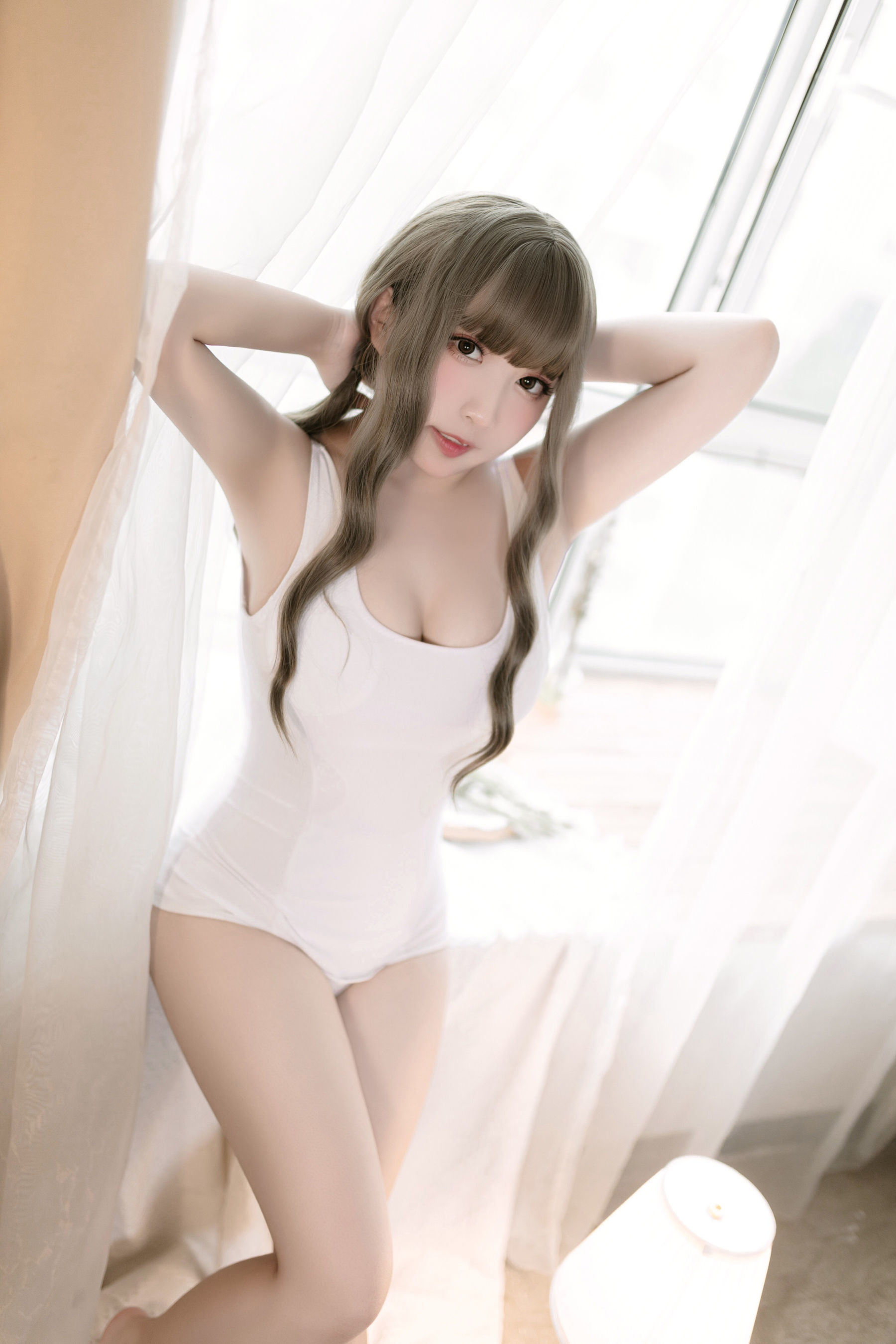 COS Phúc lợi] Blogger anime Mèo Điền Thánh Nai Nai - Áo bơi trắng