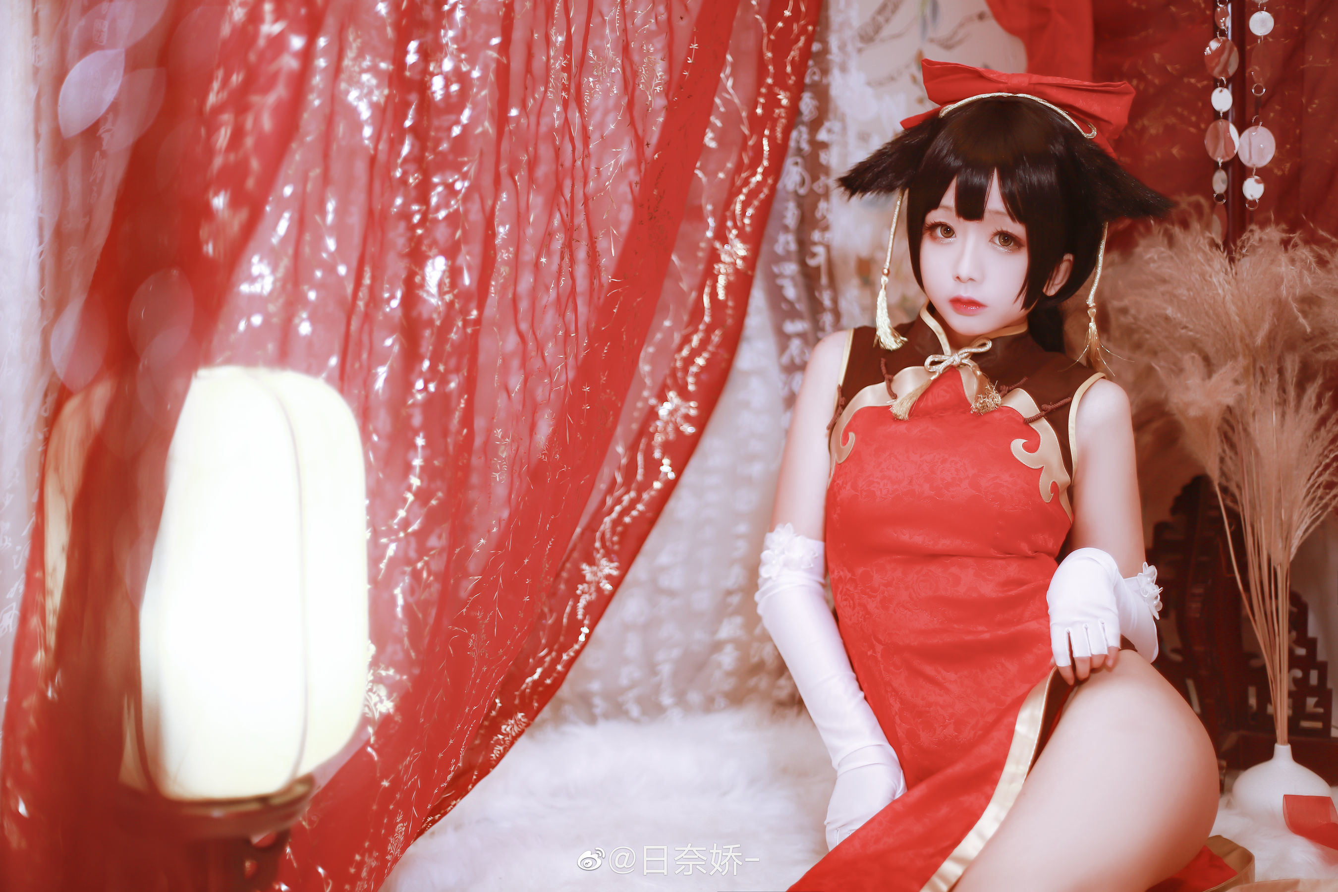 Cosplay Welfare] Ri Nai Jiao - Kaohsiung Mastiff Red + White Cheongsam