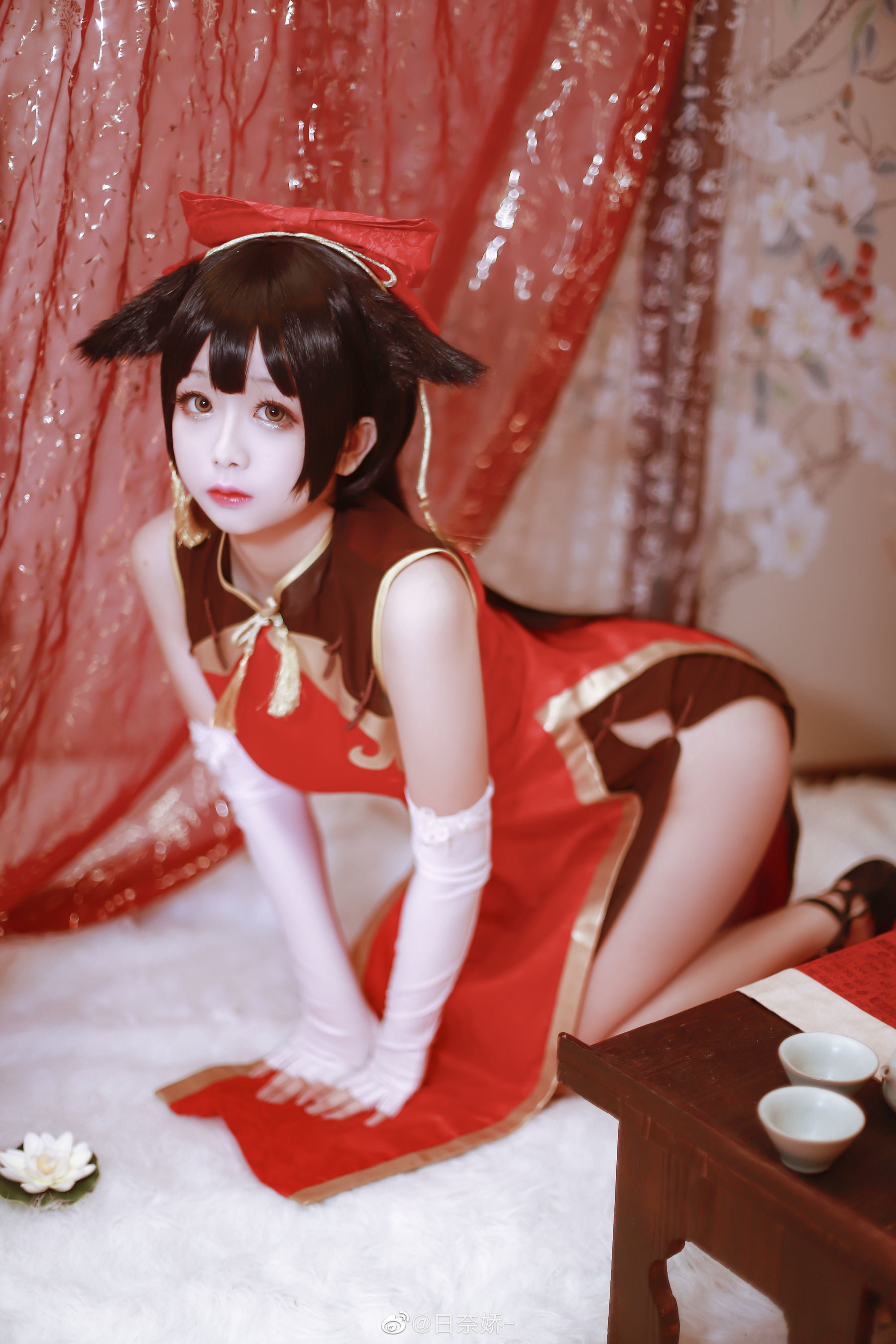 Cosplay Welfare] Ri Nai Jiao - Kaohsiung Mastiff Red + White Cheongsam