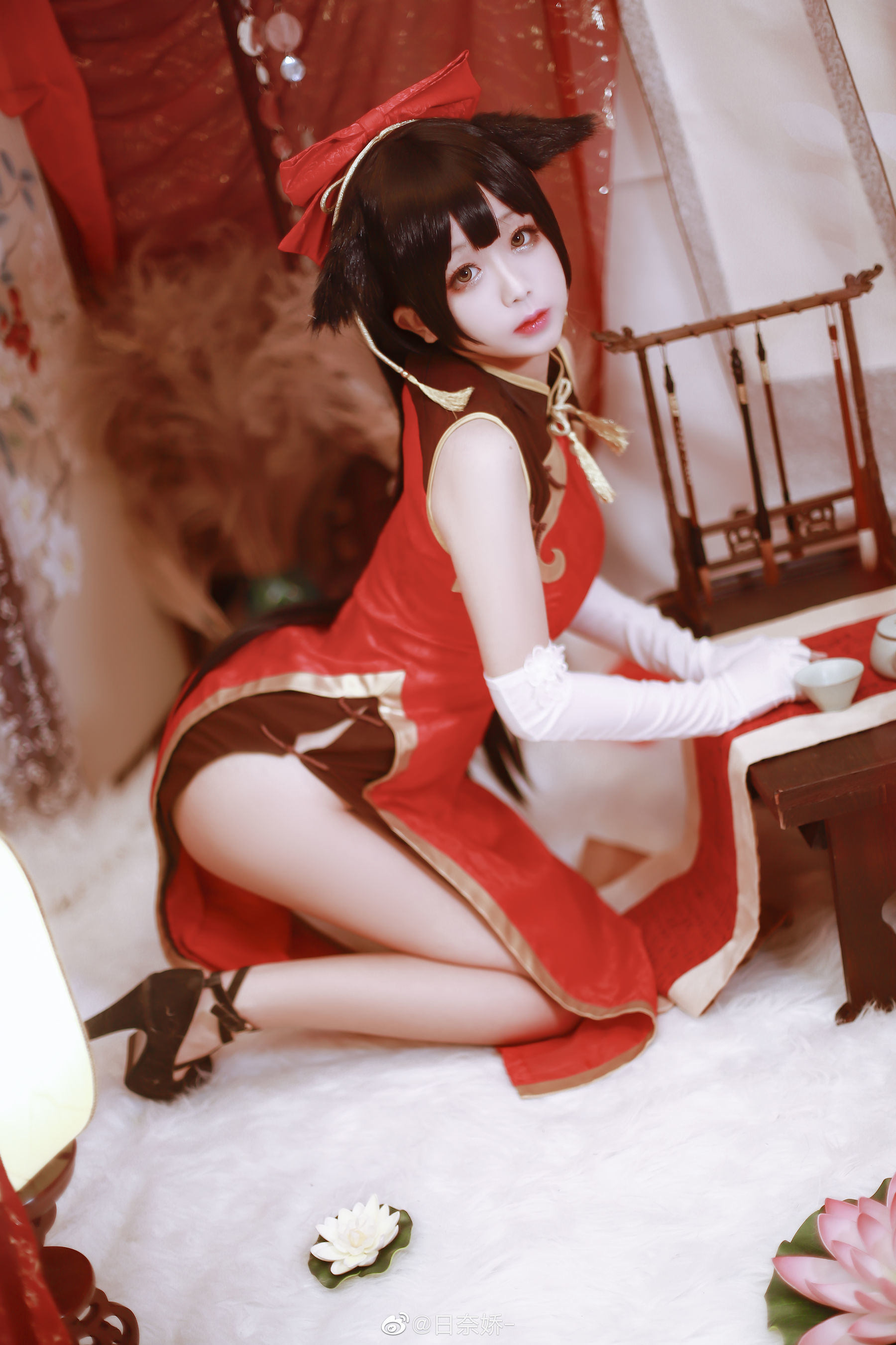 Cosplay Welfare] Ri Nai Jiao - Kaohsiung Mastiff Red + White Cheongsam