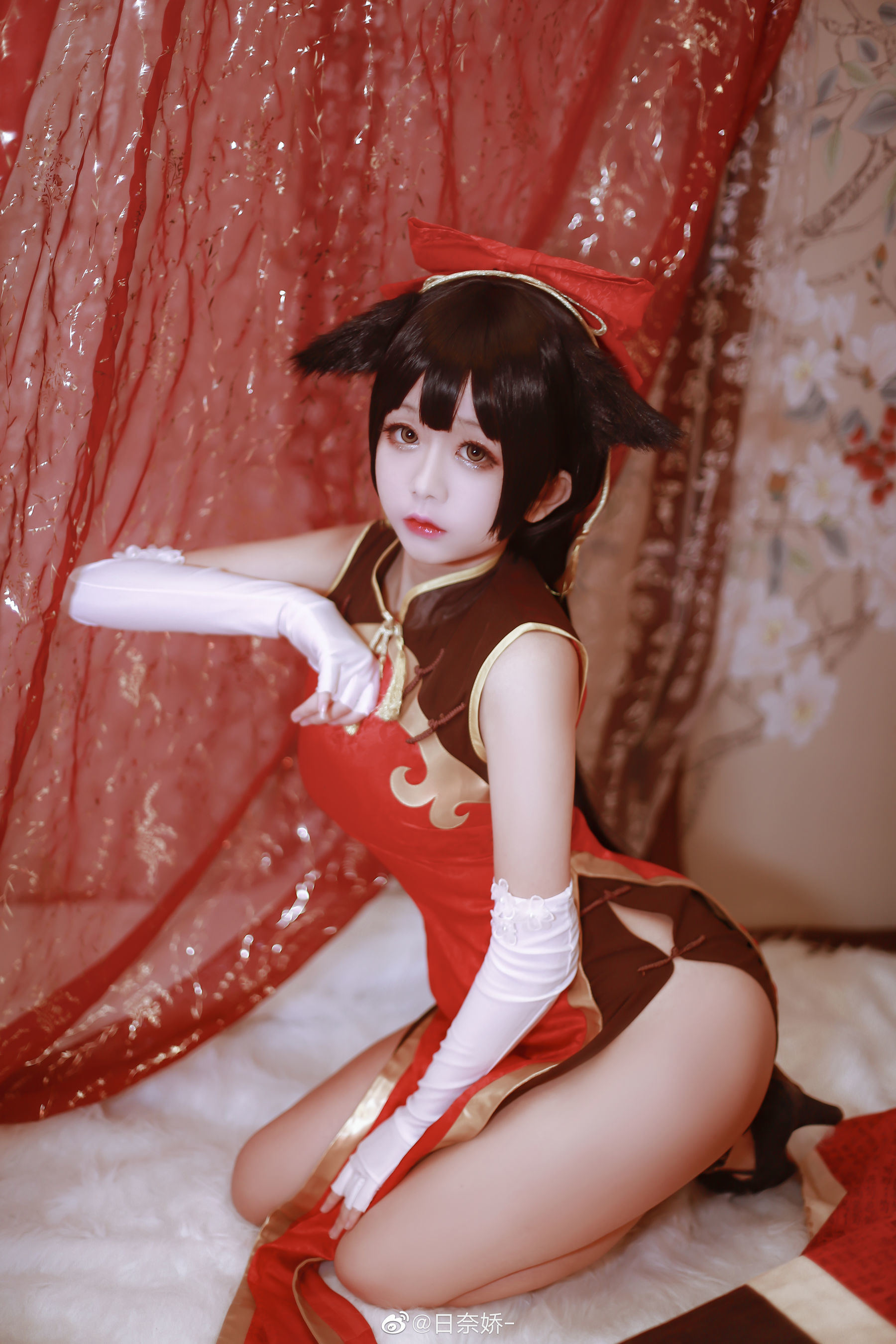Cosplay Welfare] Ri Nai Jiao - Kaohsiung Mastiff Red + White Cheongsam