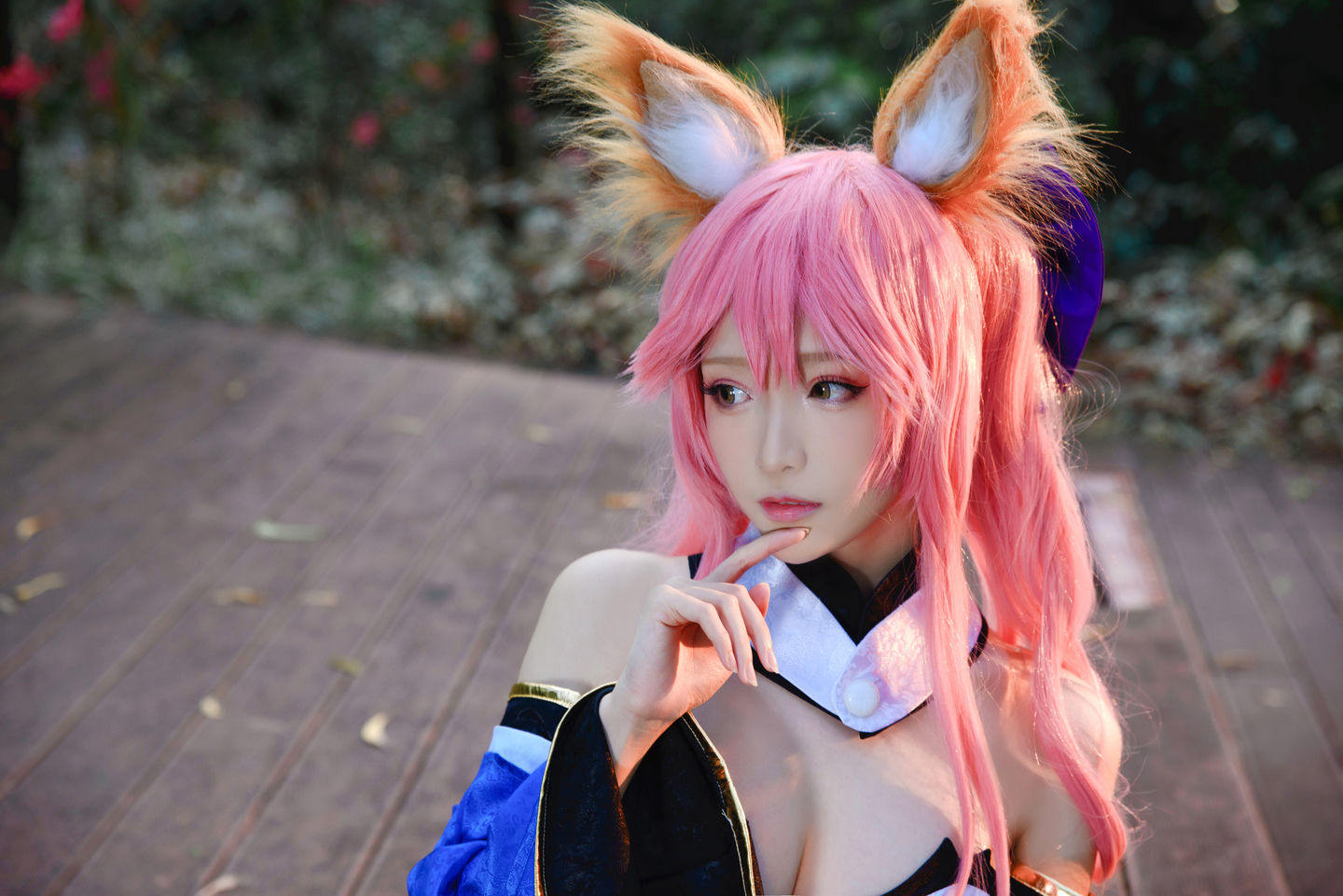 コスプレ福利] 長い脚のコスプレイヤー青青子Js - 鎮魔曲夜桜+玉藻前