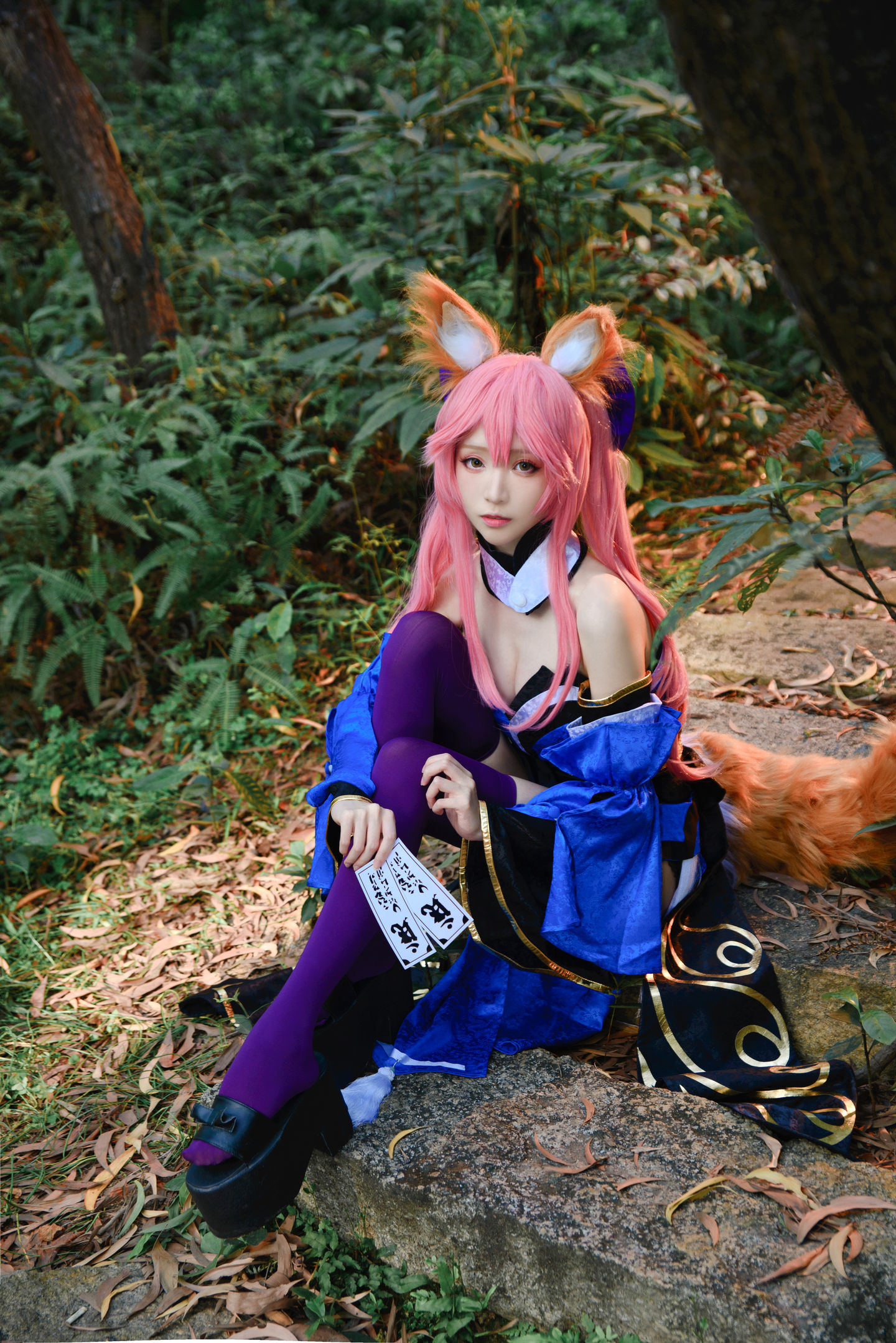 コスプレ福利] 長い脚のコスプレイヤー青青子Js - 鎮魔曲夜桜+玉藻前