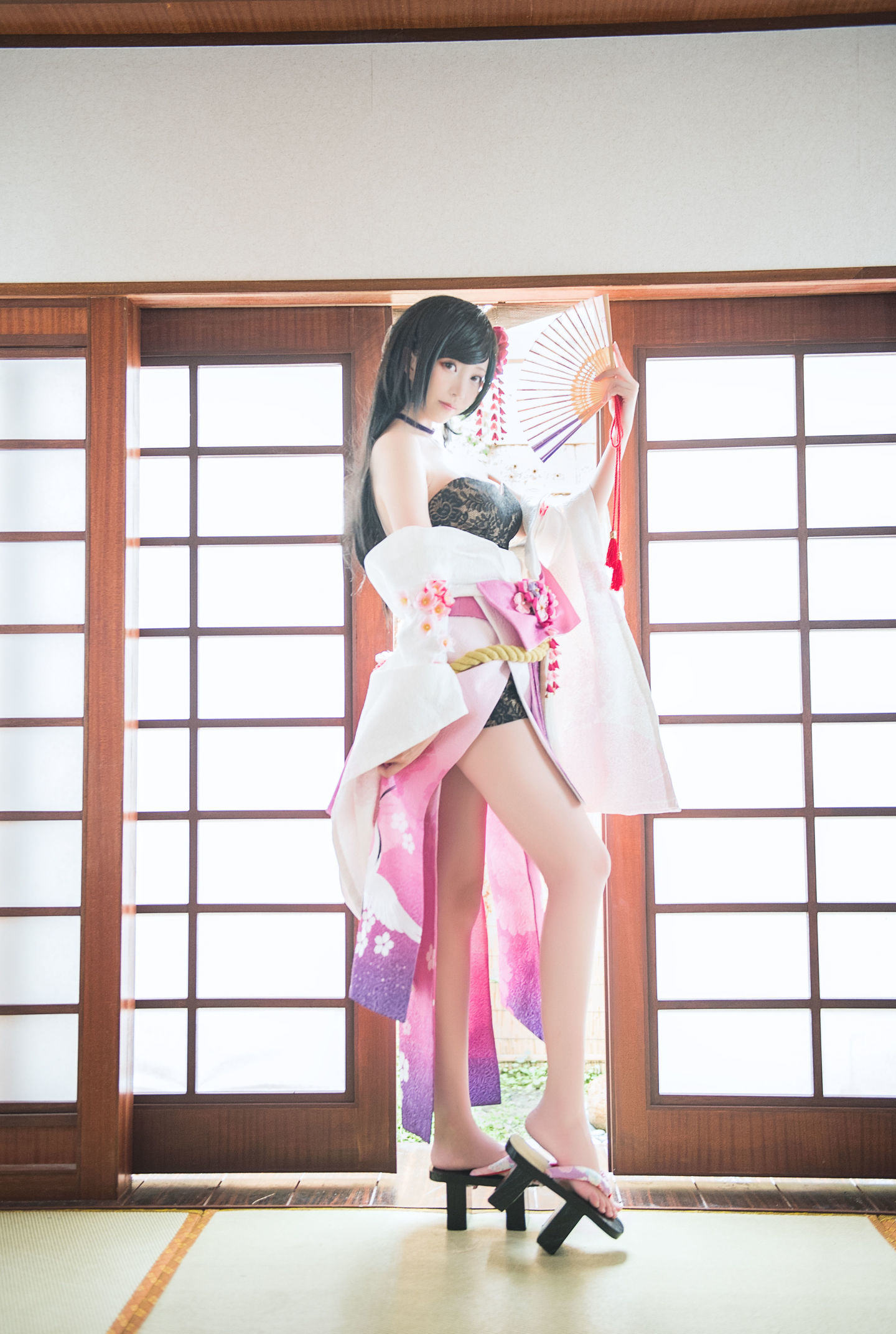 コスプレ福利] 長い脚のコスプレイヤー青青子Js - 鎮魔曲夜桜+玉藻前