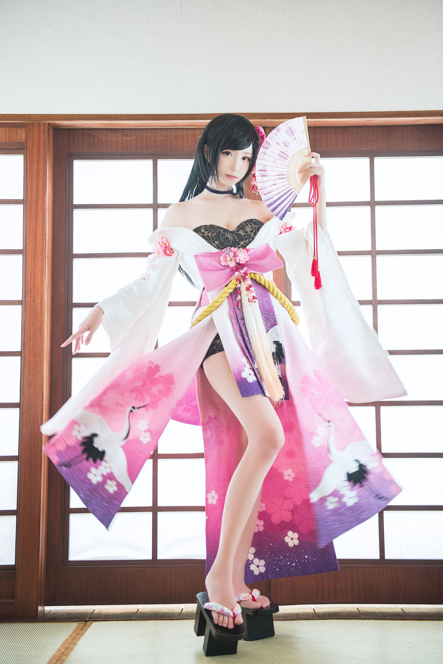 コスプレ福利] 長い脚のコスプレイヤー青青子Js - 鎮魔曲夜桜+玉藻前