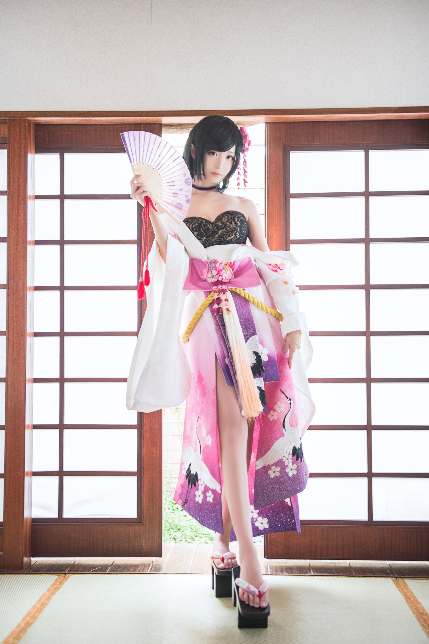 コスプレ福利] 長い脚のコスプレイヤー青青子Js - 鎮魔曲夜桜+玉藻前