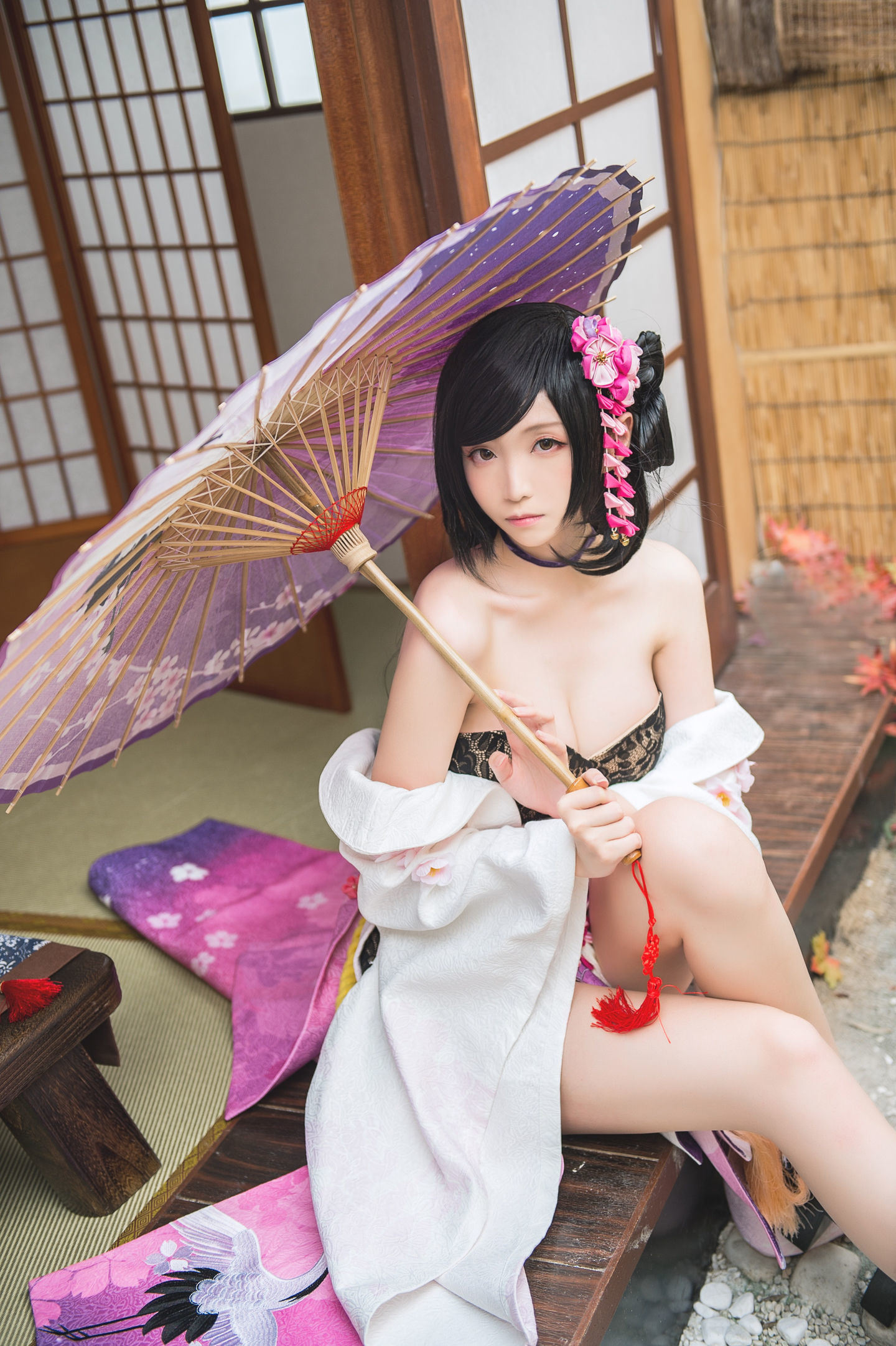 コスプレ福利] 長い脚のコスプレイヤー青青子Js - 鎮魔曲夜桜+玉藻前