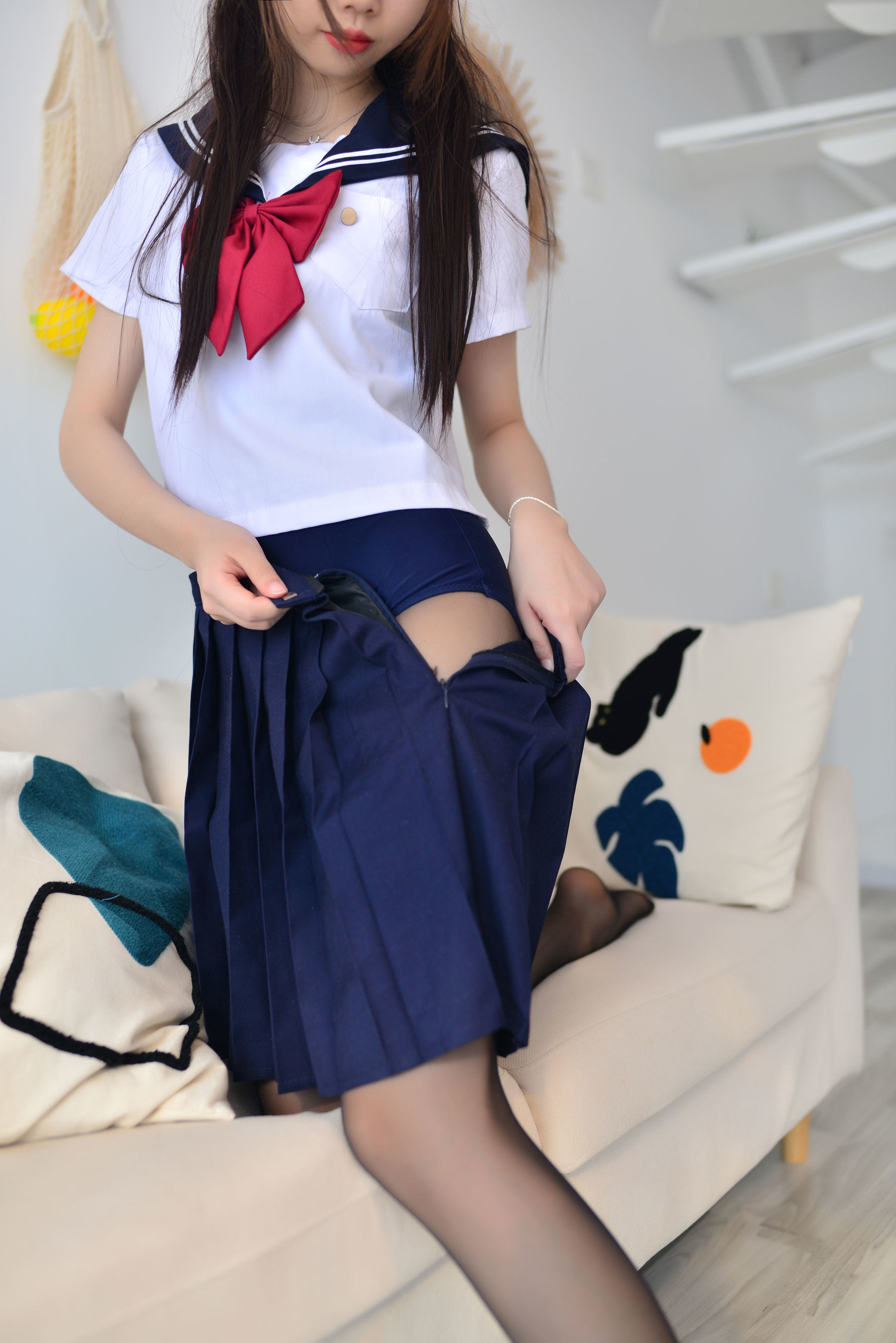 COSสวัสดิการ] คอสหญิงสาวเซวฉี - ถุงน่องดำ JK ชุดว่ายน้ำ