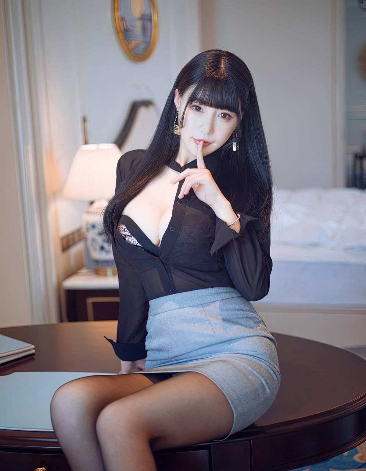 จูเค่อร์ ถุงน่องดำ ขาสวย ระดับพรีเมี่ยม หน้าอกใหญ่ หญิงเซ็กซี่ รูปร่างอวบ ถุงน่องสวย