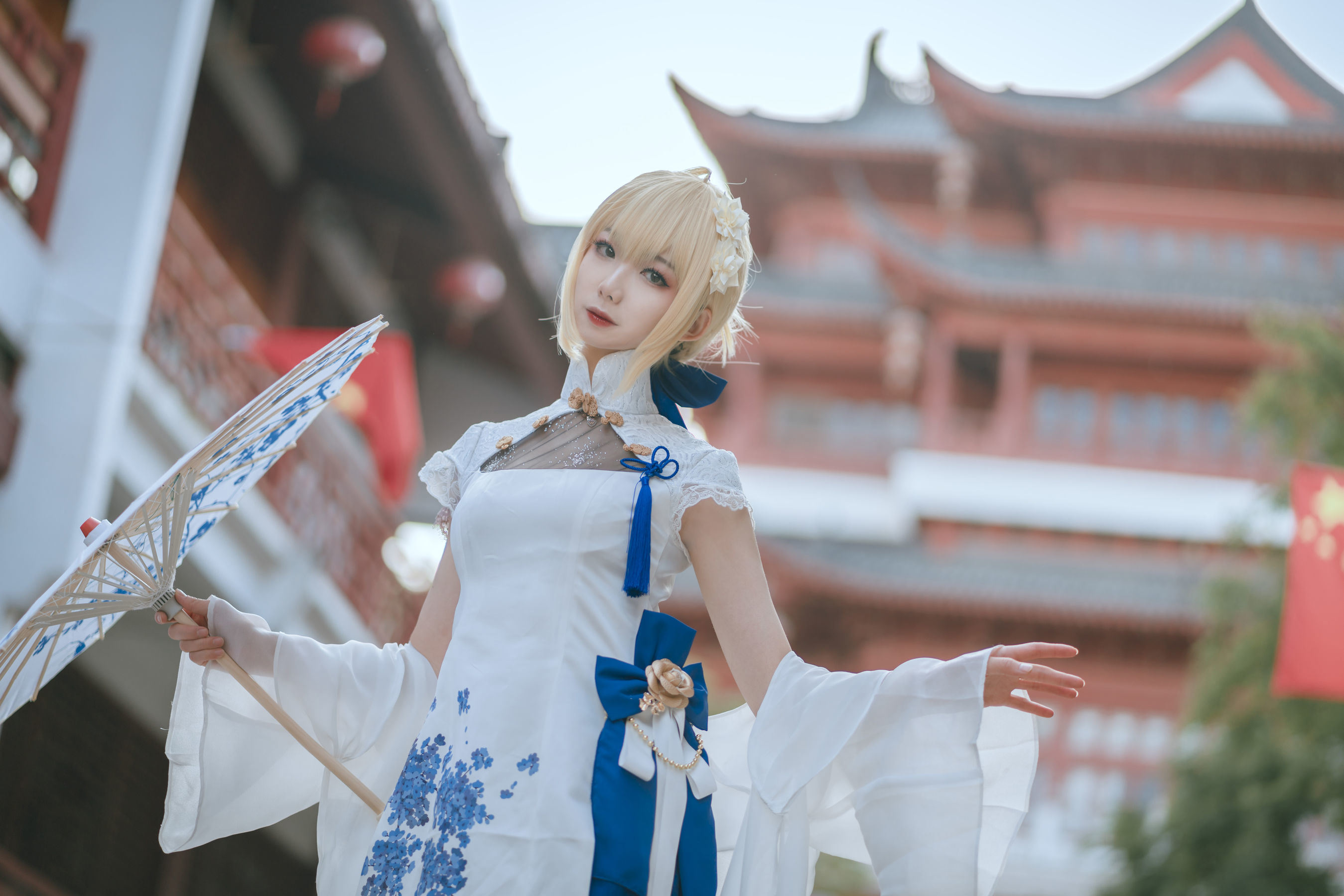 왕홍 COSER 사진] 애니메이션 블로거 봉장장v - 세이버 치파오