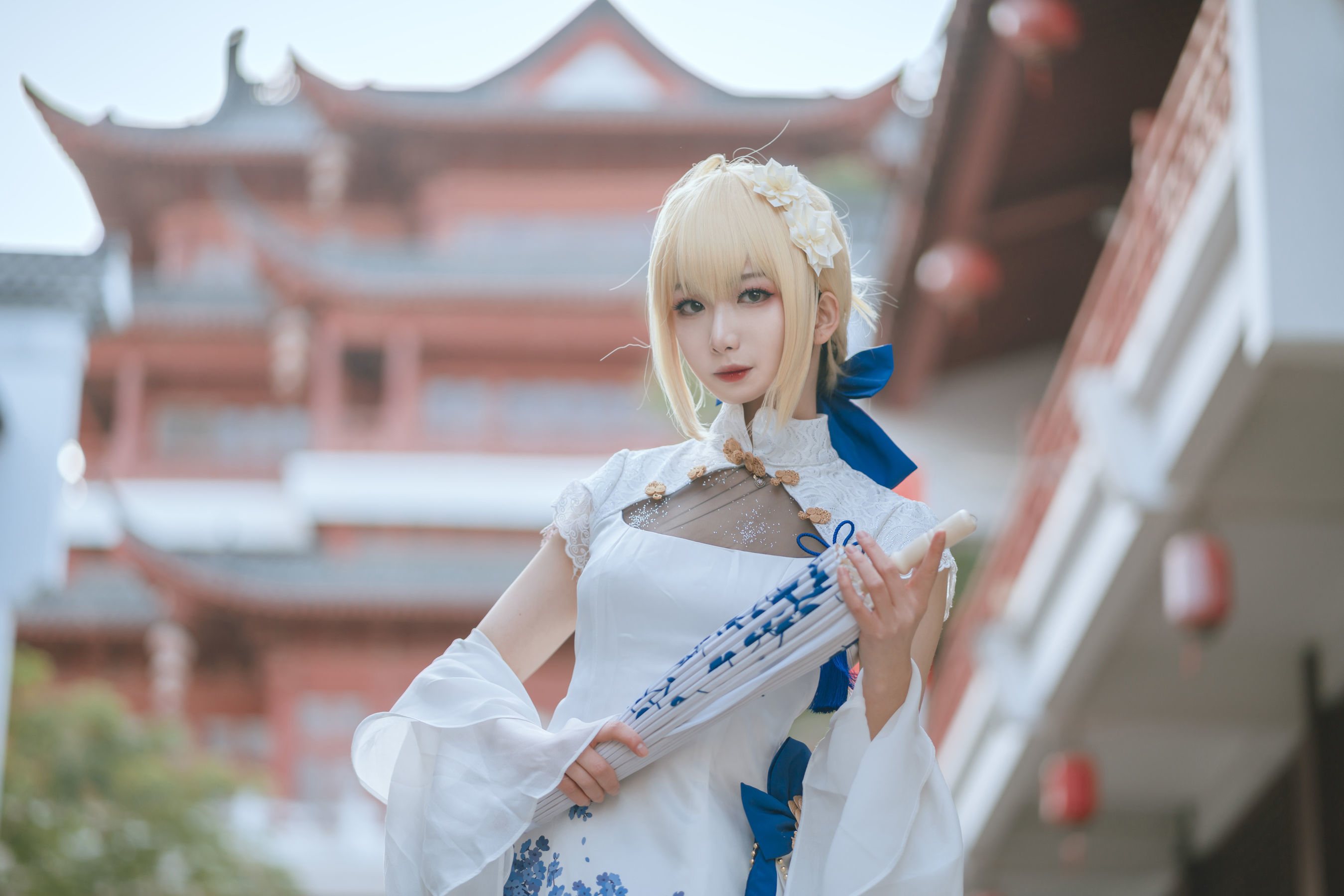 왕홍 COSER 사진] 애니메이션 블로거 봉장장v - 세이버 치파오