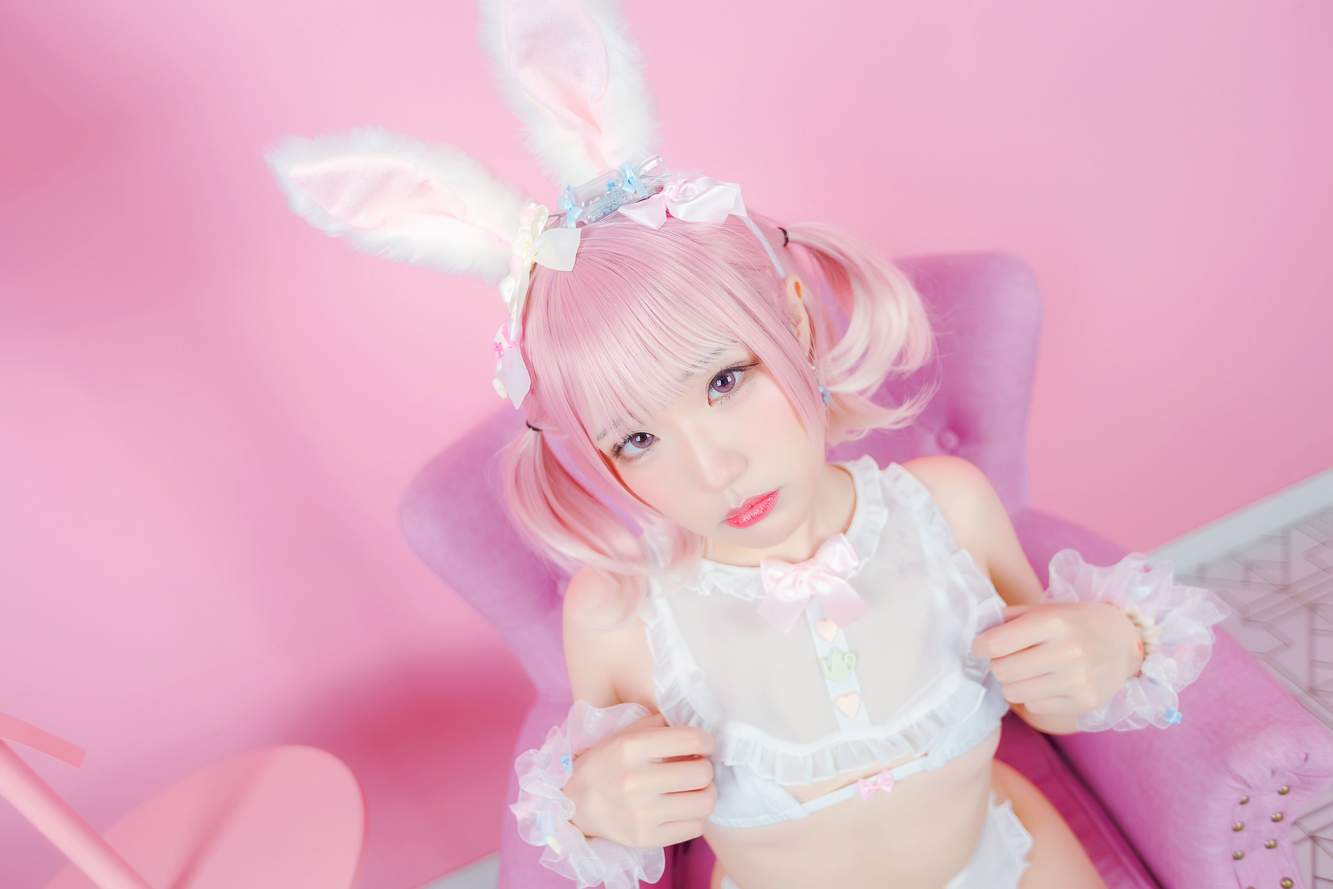 Internet Celebrity Coser Photobook] Anime Blogger Mime Mimi - White and Pink Bunny Girl