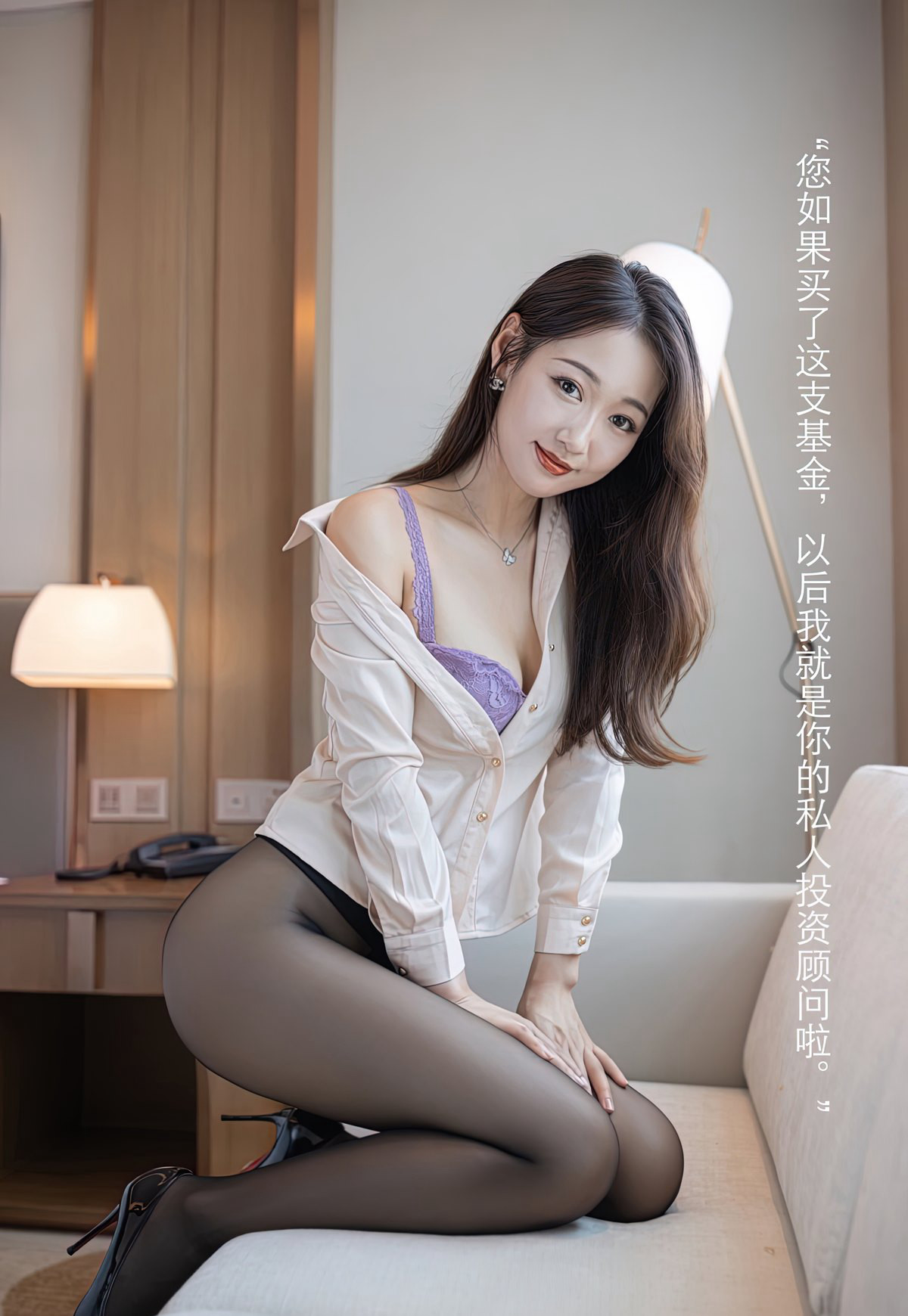 性感祕書下班後唐安琪性感黑絲無內制服誘惑高顏值美女圖片