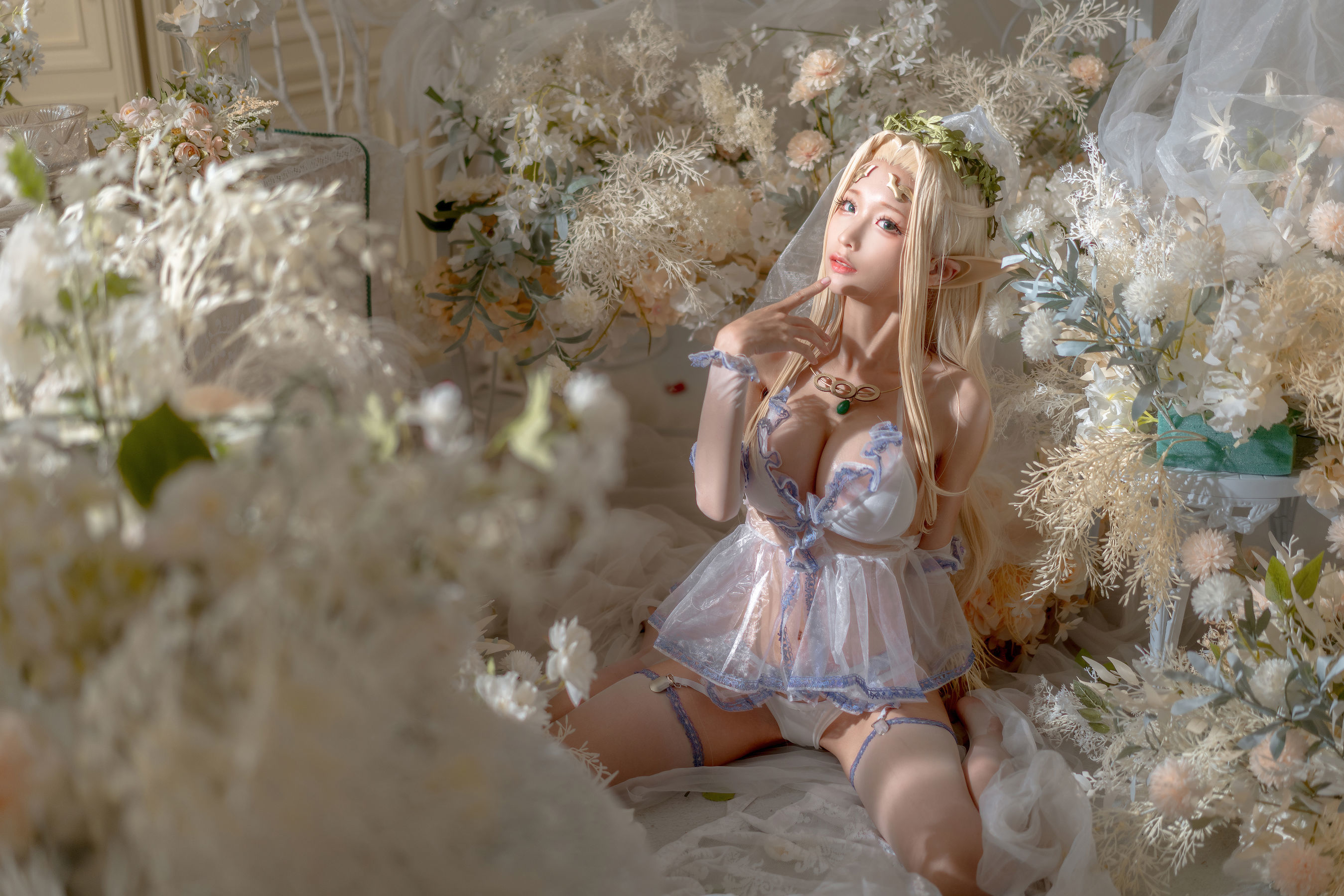 [网红COSER写真] 动漫博主蠢沫沫 - 白精灵 婚纱