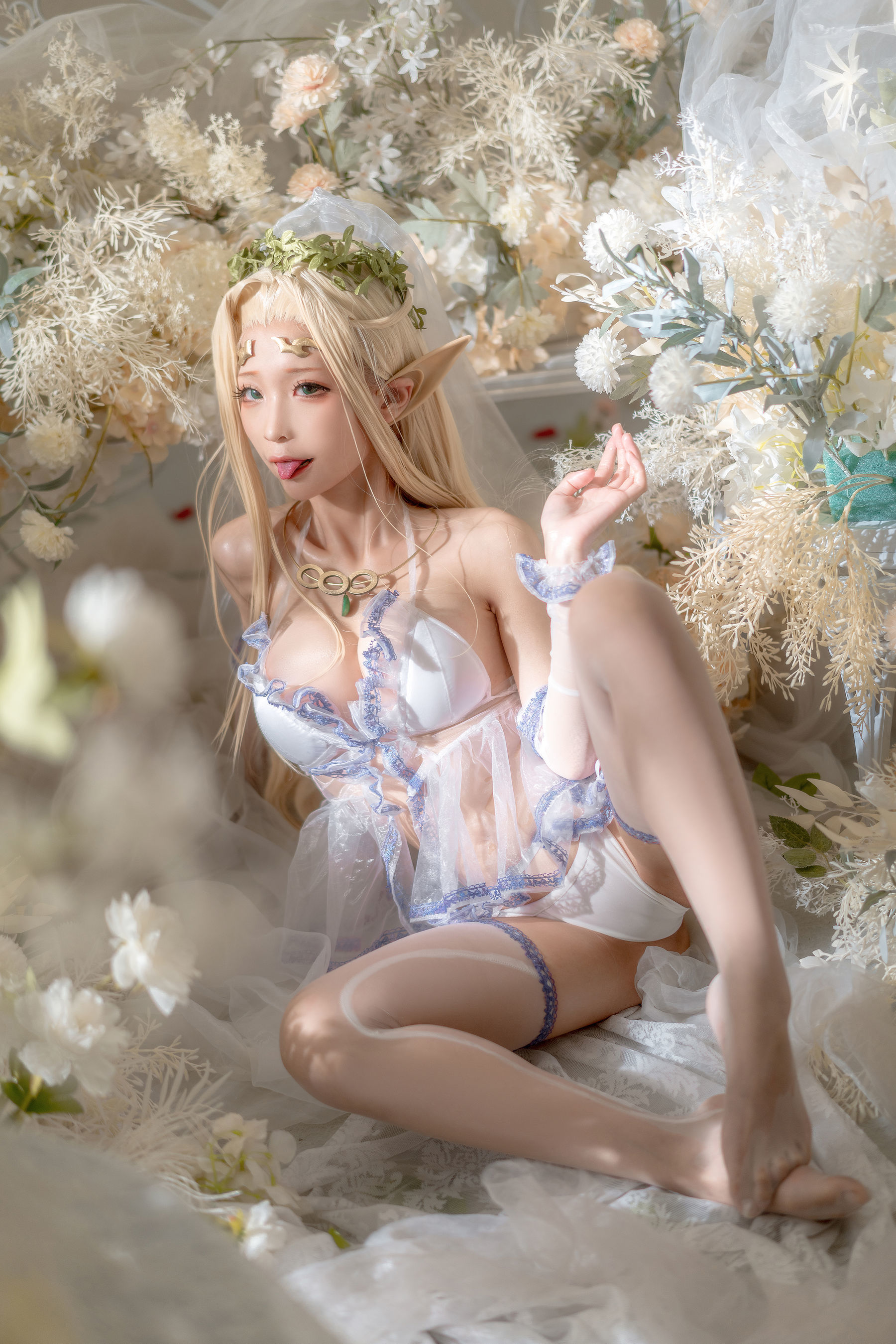 [网红COSER写真] 动漫博主蠢沫沫 - 白精灵 婚纱