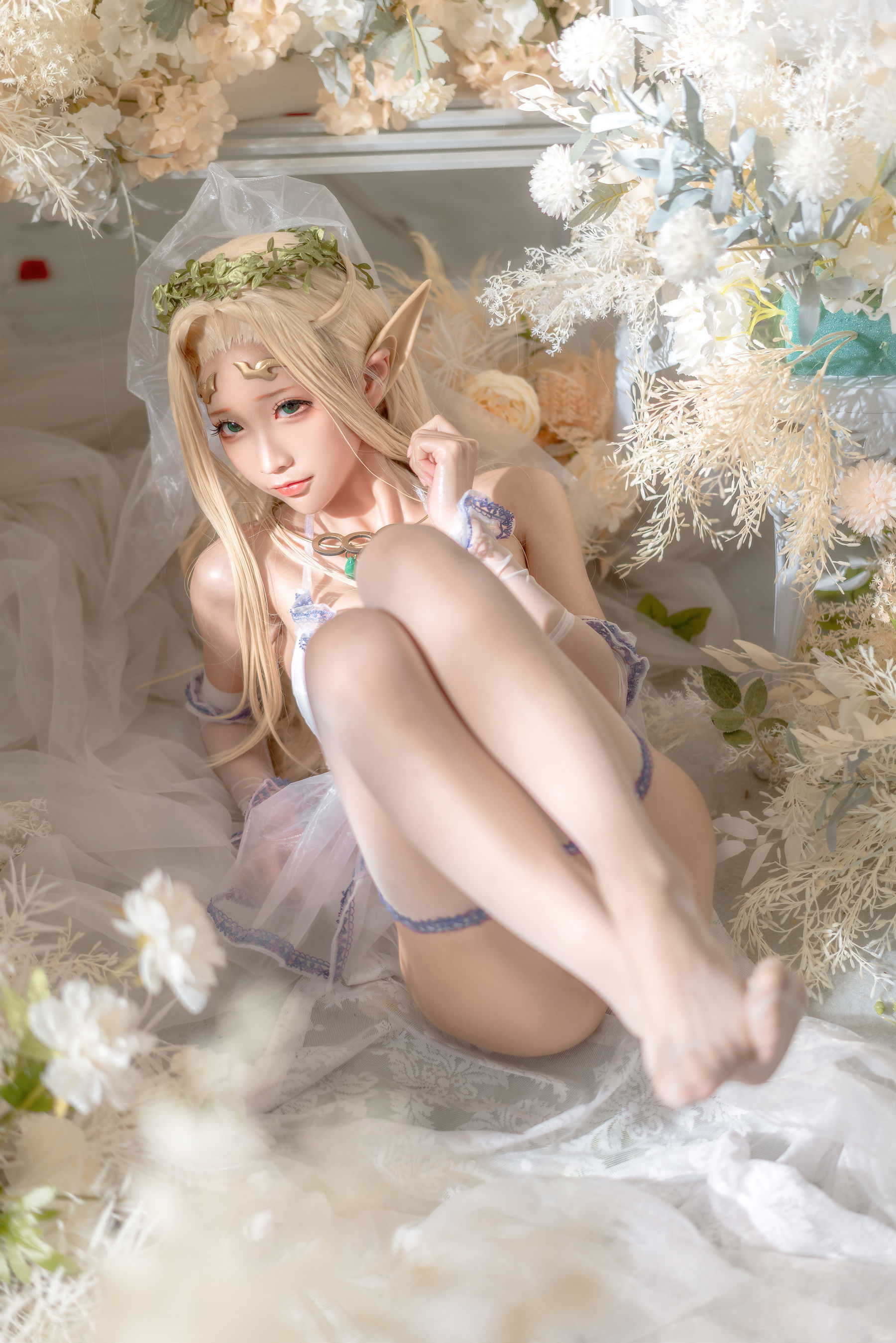 [网红COSER写真] 动漫博主蠢沫沫 - 白精灵 婚纱