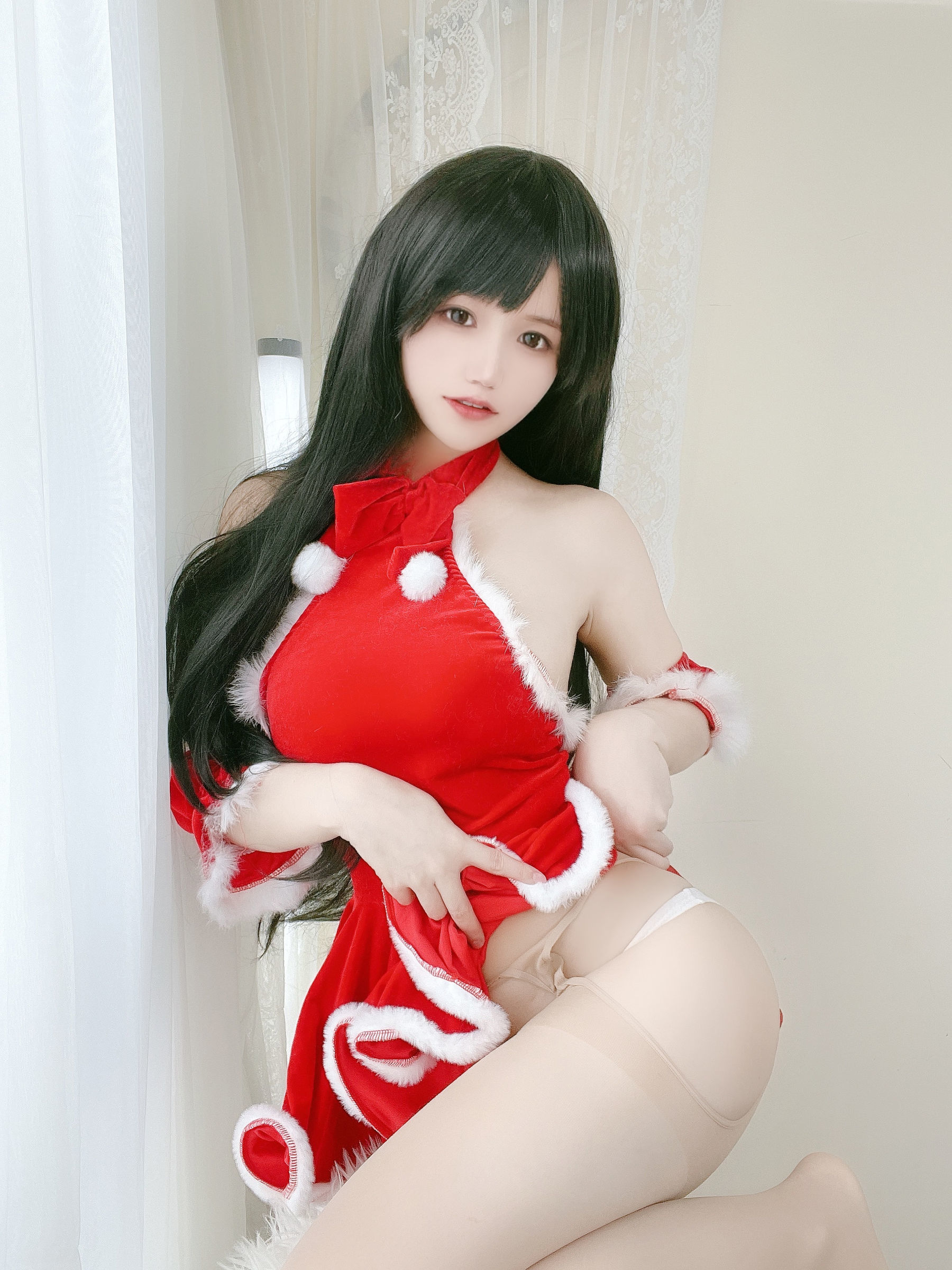 Internet Celebrity COSER Photo] Anime Blogger Ogura Chiyo w - Red Christmas Gift Skirt