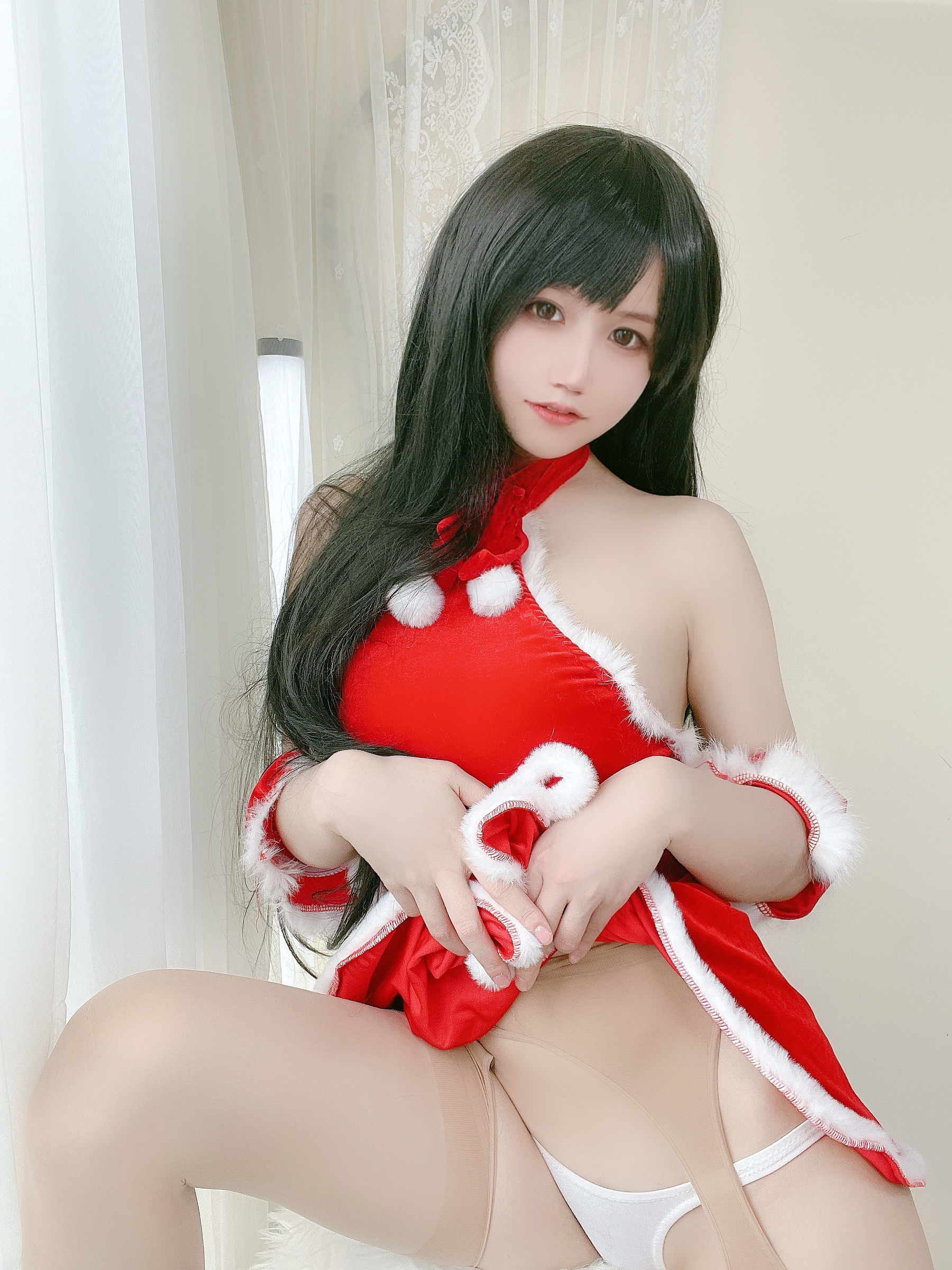 Internet Celebrity COSER Photo] Anime Blogger Ogura Chiyo w - Red Christmas Gift Skirt