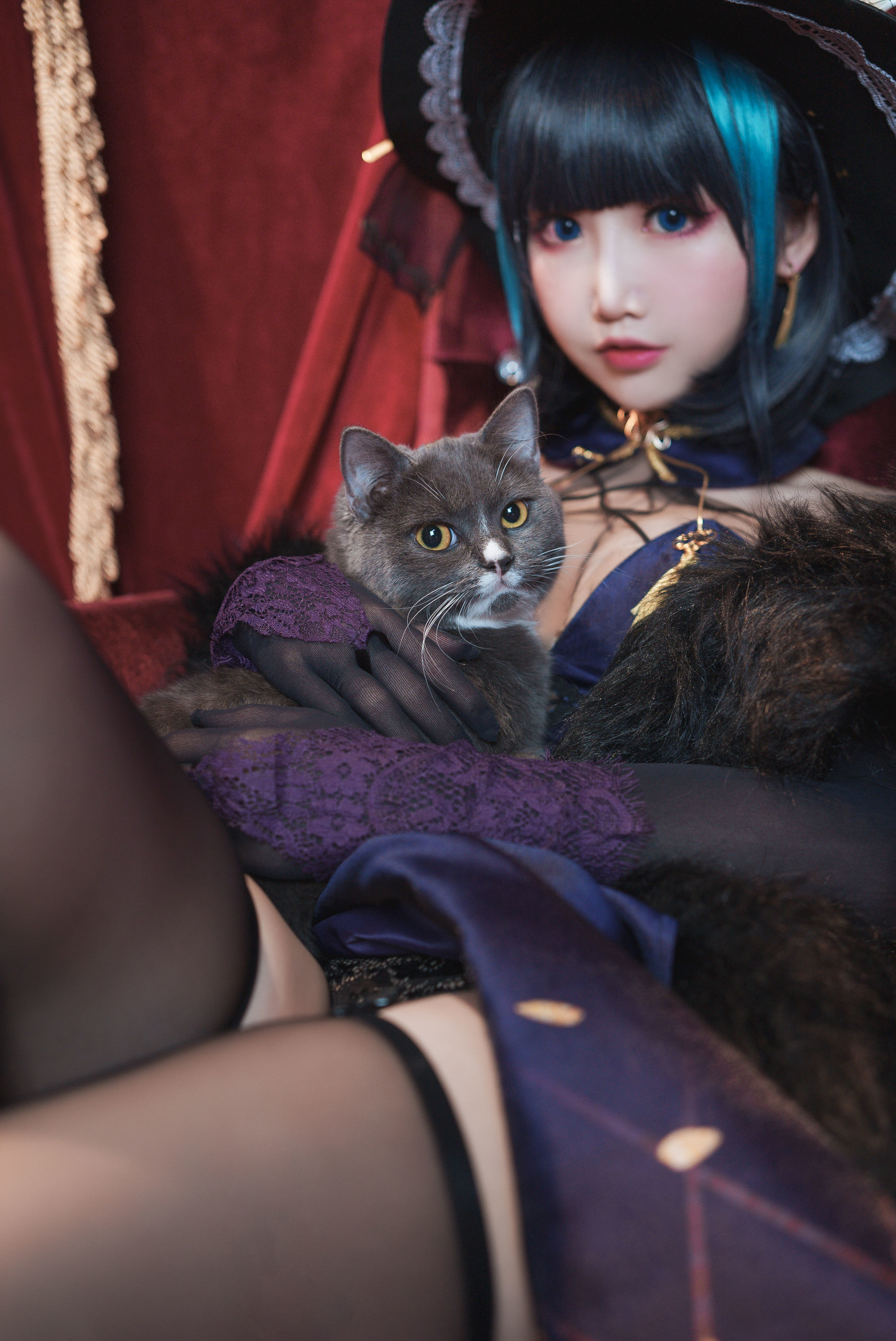 [福利COS] 可爱人气Coser面饼仙儿 - 柴郡旗袍
