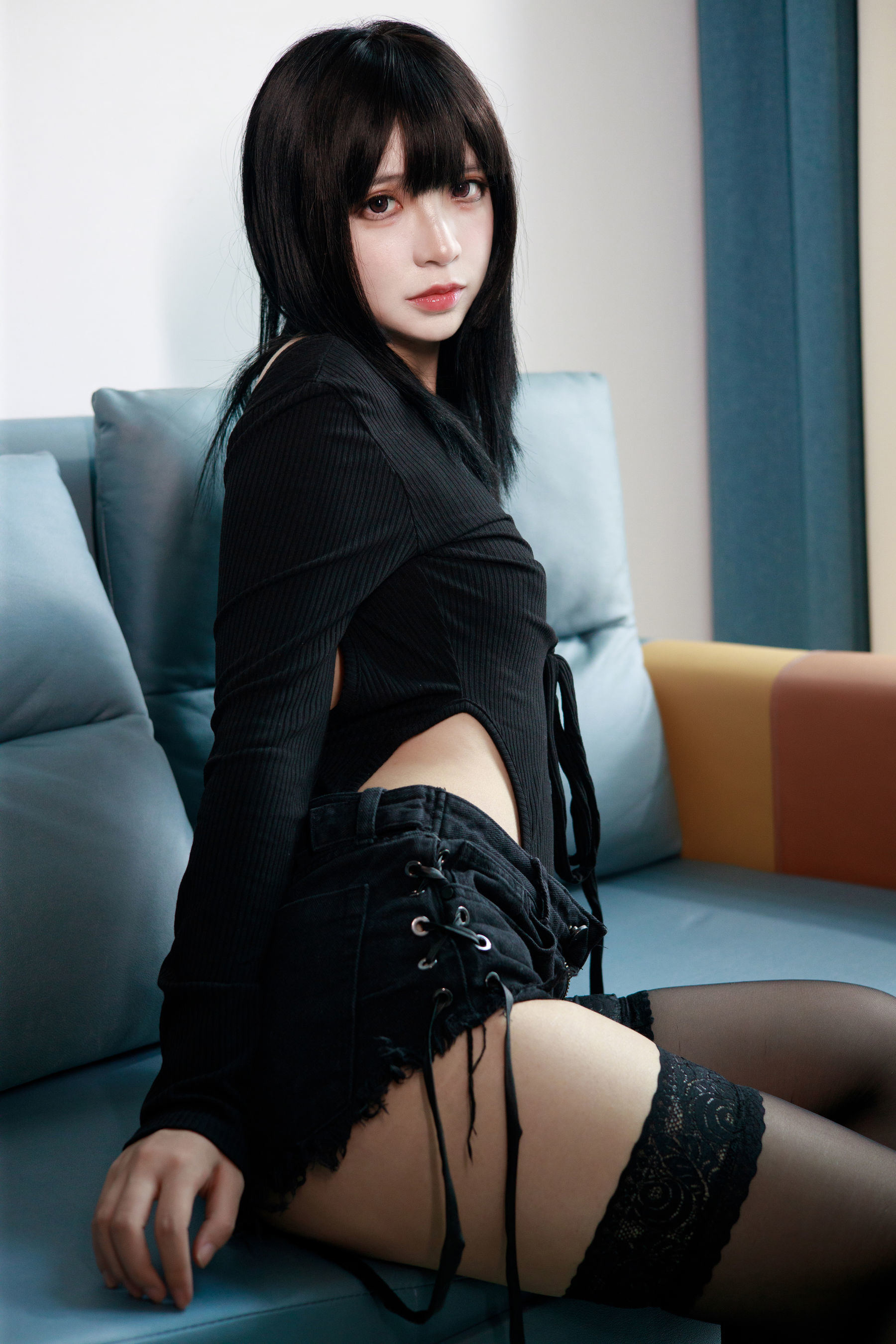 疯猫ss 黑毛衣短裤 Cosplay