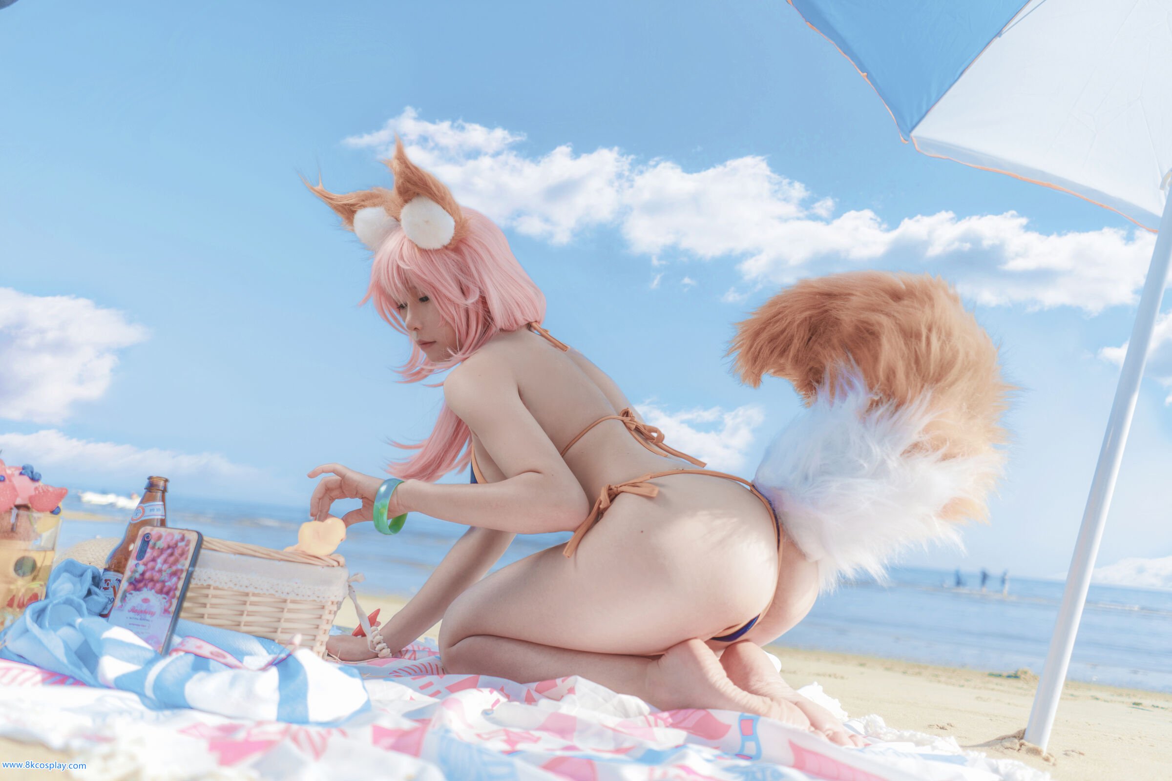 uki Mùa Mưa] Tamamo no Mae bên bờ biển áo tắm FATE Tamamo no Mae Bikini