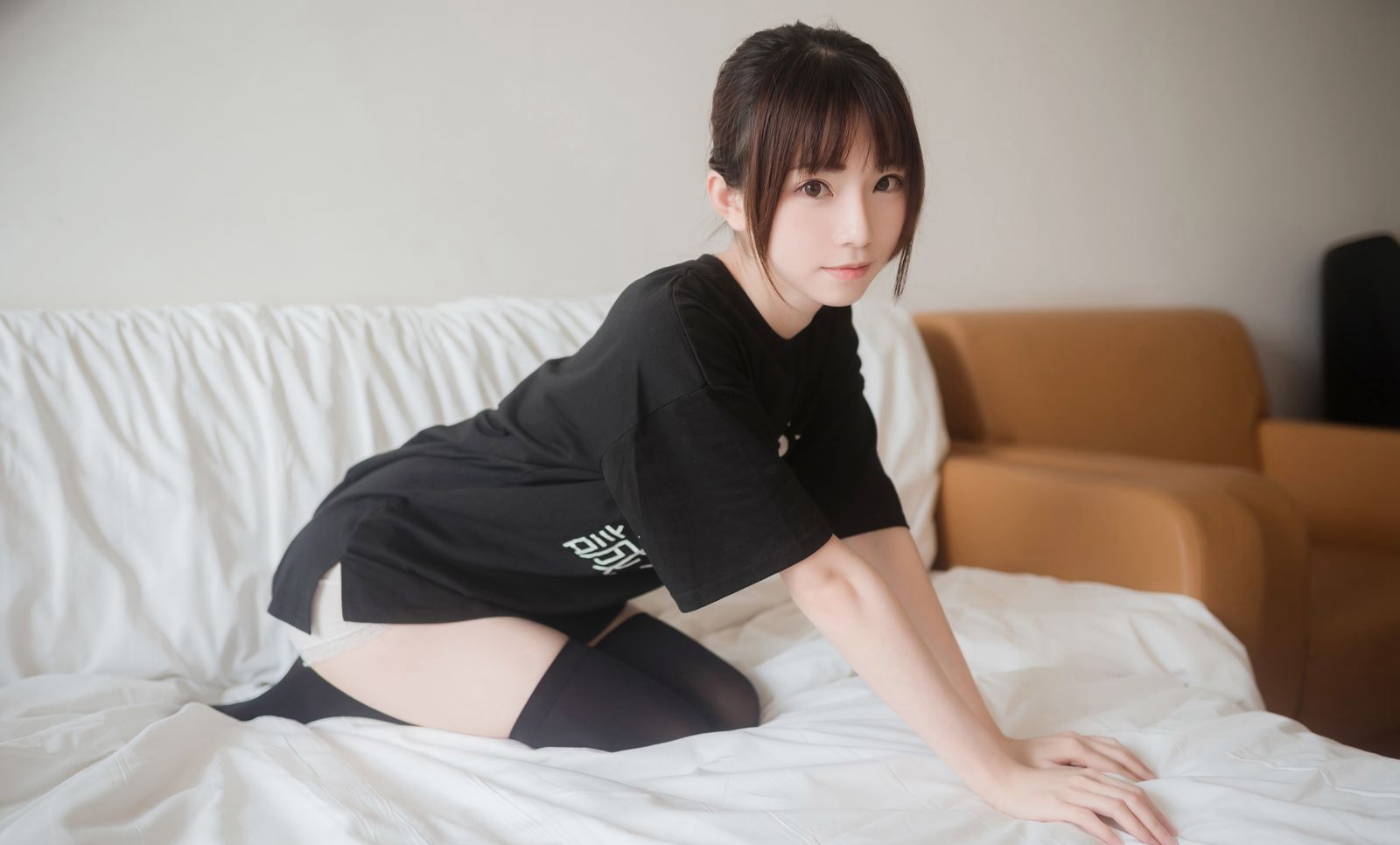 JK Uniform Sexy Beautiful Woman Black Over-Knee Socks Cosplay Large-Scale Images