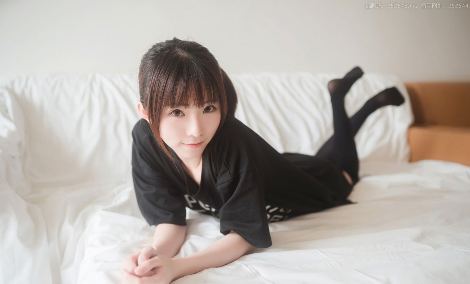 JK Uniform Sexy Beautiful Woman Black Over-Knee Socks Cosplay Large-Scale Images