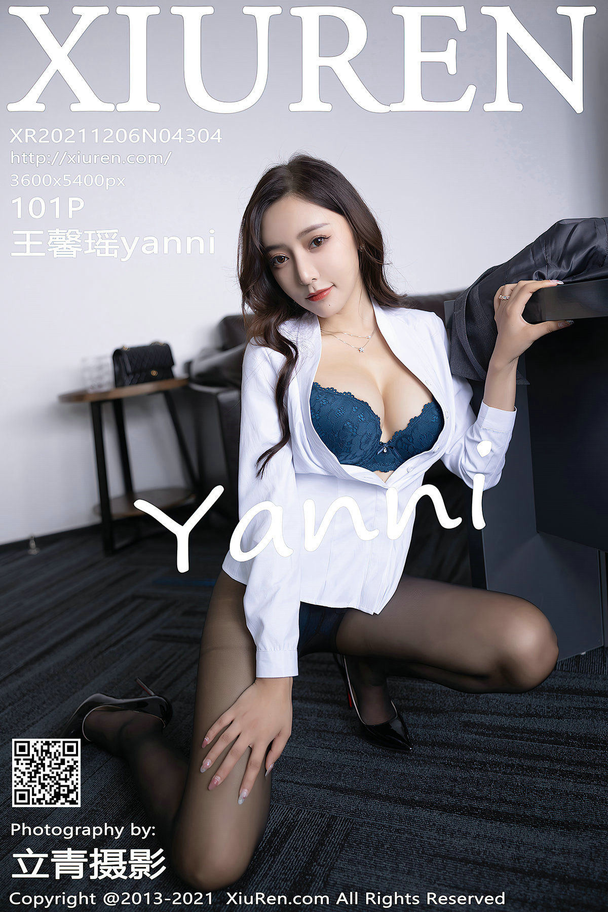 เซ็ตภาพ XiuRen No.4304 Wang Xinyao Yanni OL ถุงน่องดำ