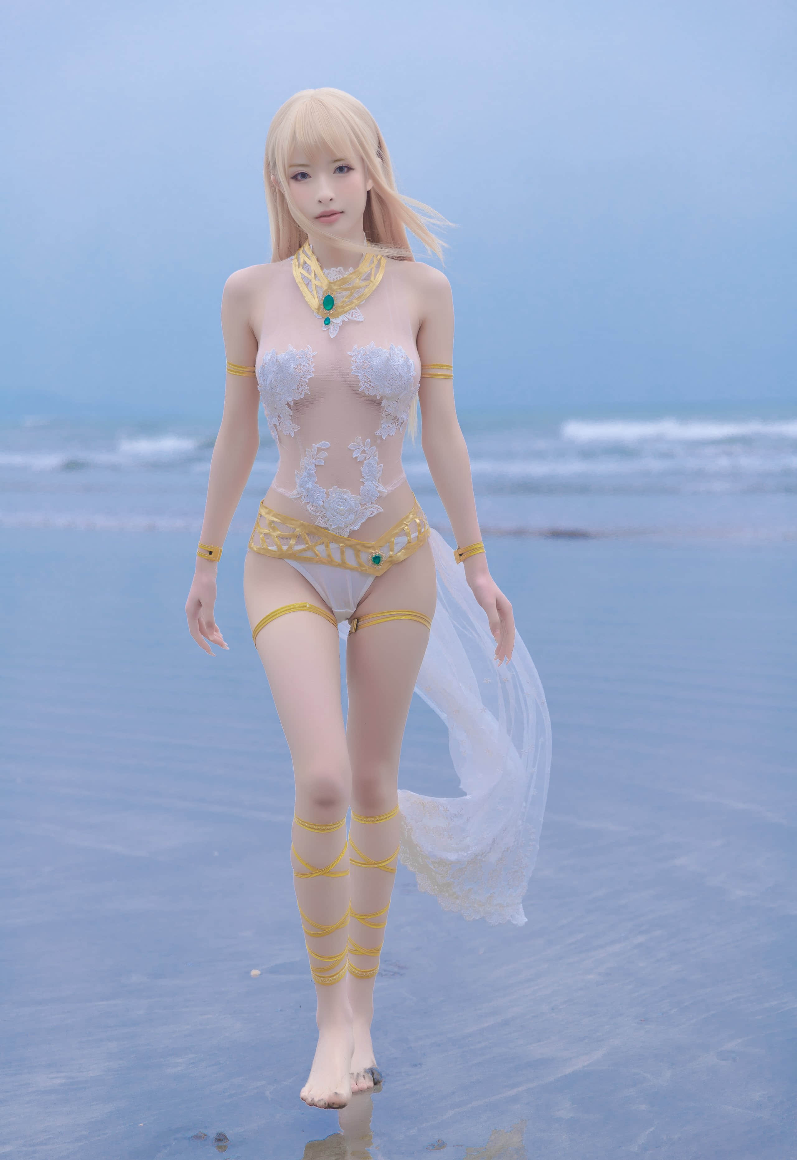 清水由乃 - เมรี โรส ชุดว่ายน้ำสีขาว