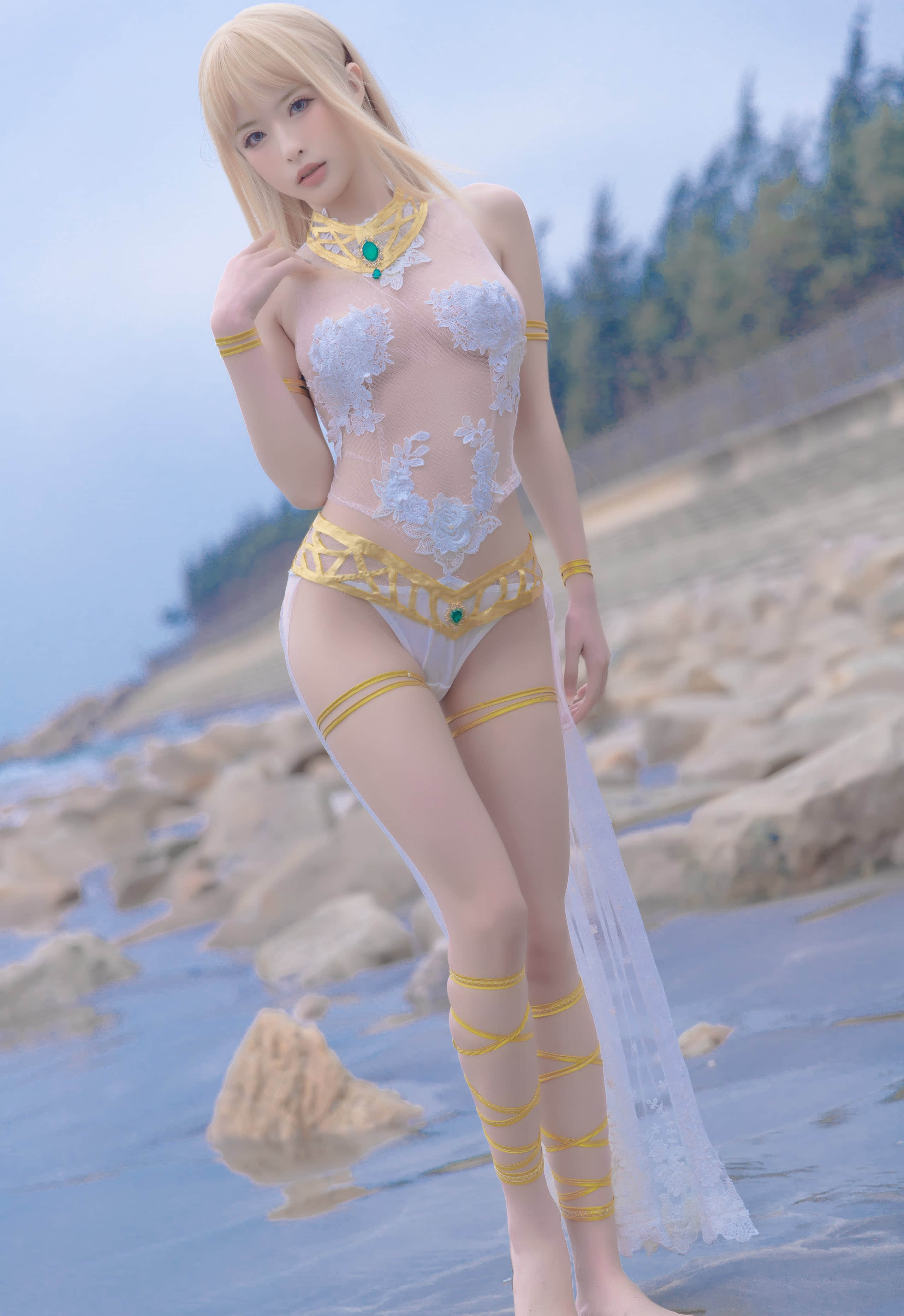 清水由乃 - เมรี โรส ชุดว่ายน้ำสีขาว