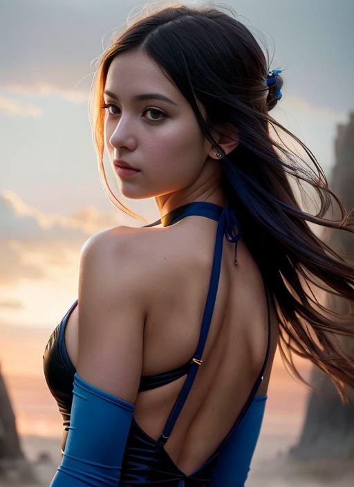 蓝色竞泳美胸模特