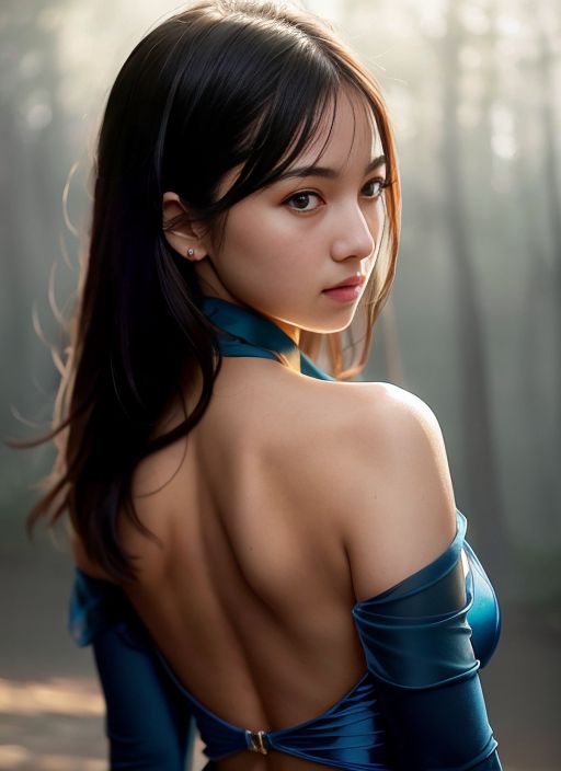 青い競泳美胸モデル