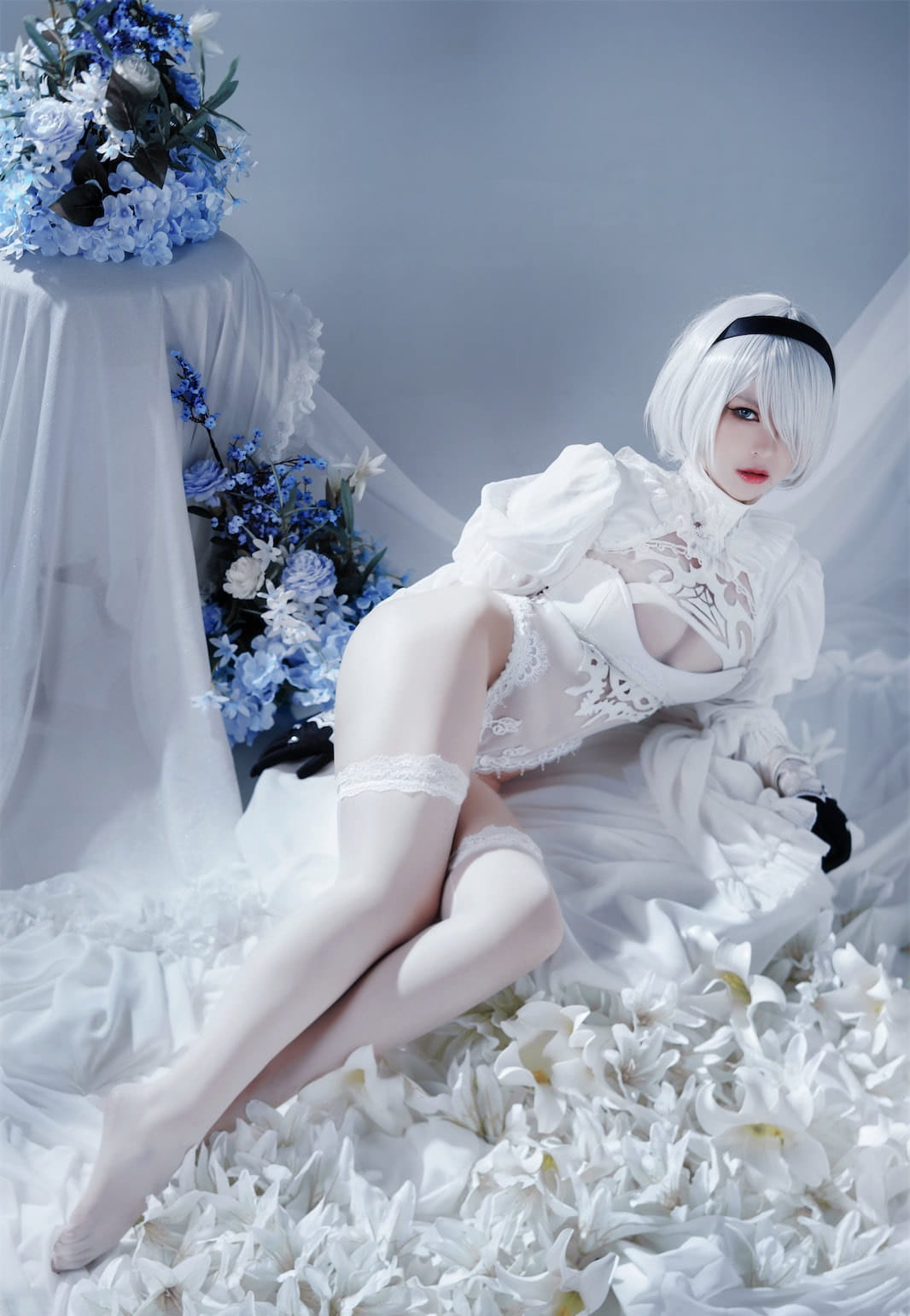 Ban Ban Zi 니어 오토마타 2B 흰 예복 코스프레 51P