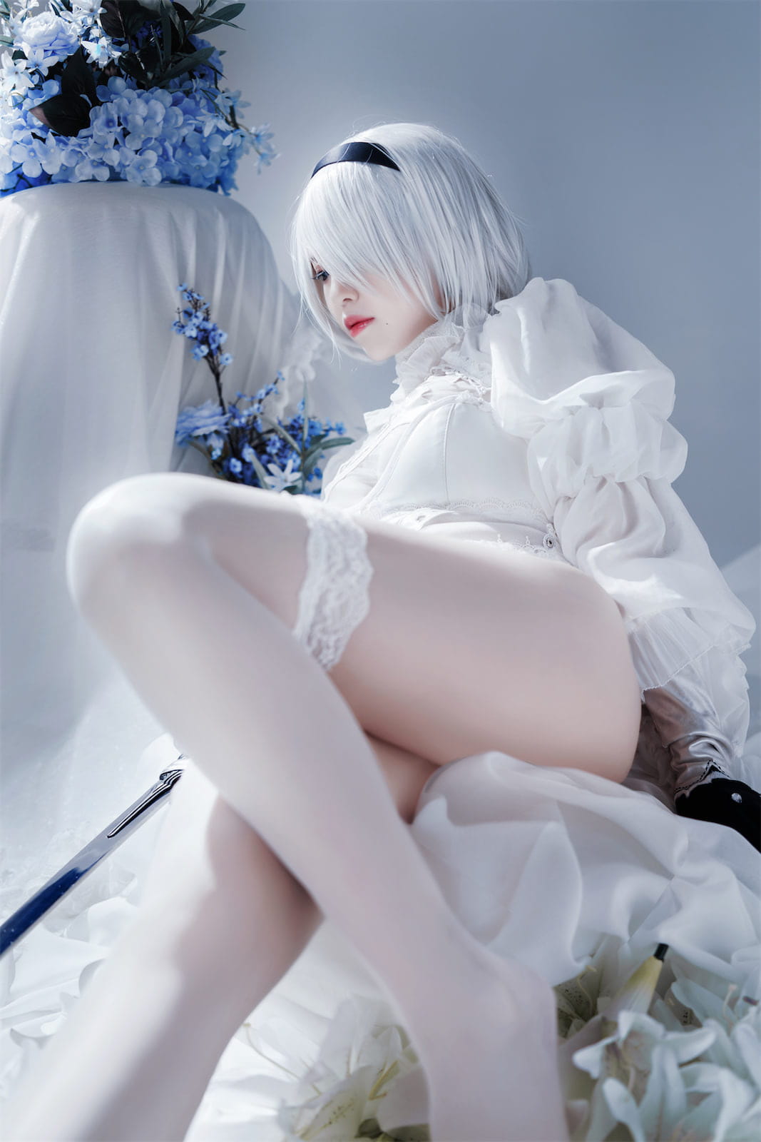 Ban Ban Zi 니어 오토마타 2B 흰 예복 코스프레 51P