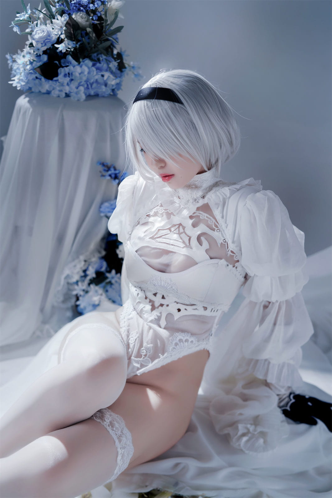 Ban Ban Zi 니어 오토마타 2B 흰 예복 코스프레 51P
