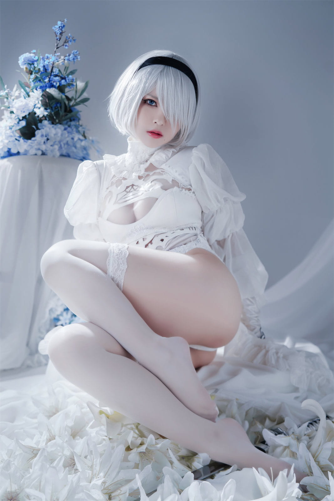 Ban Ban Zi 니어 오토마타 2B 흰 예복 코스프레 51P