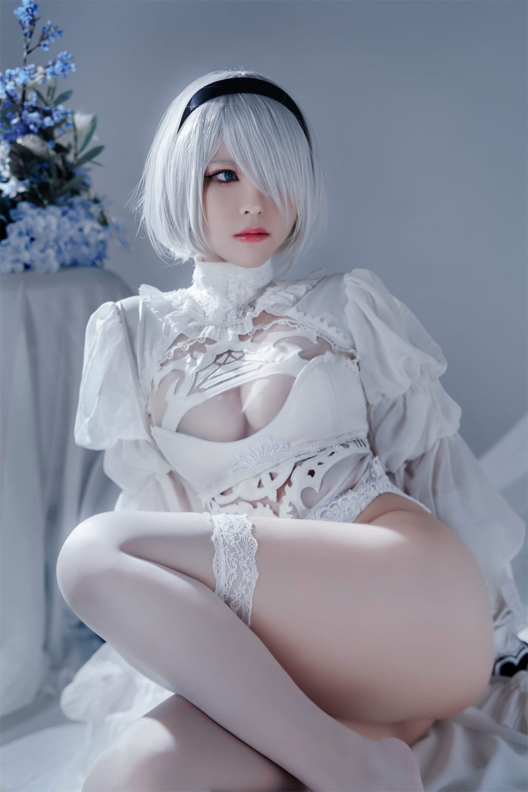 Ban Ban Zi 니어 오토마타 2B 흰 예복 코스프레 51P
