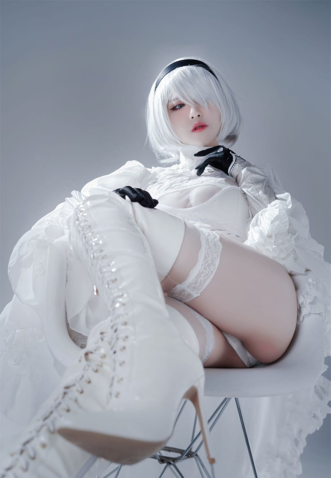 Ban Ban Zi 니어 오토마타 2B 흰 예복 코스프레 51P