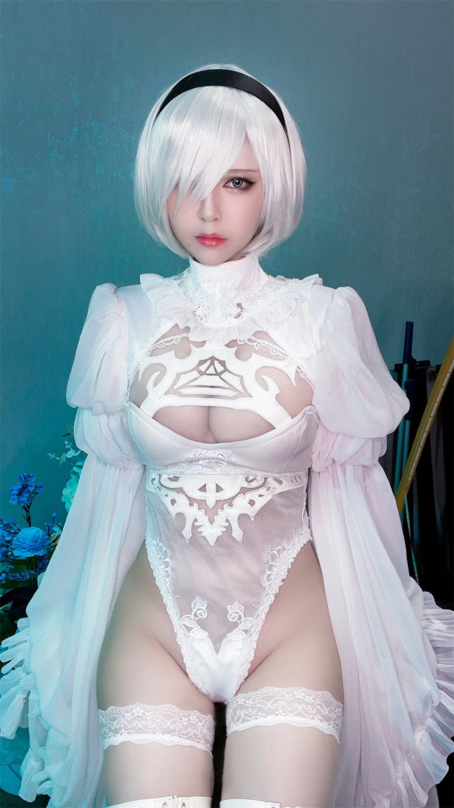 Ban Ban Zi 니어 오토마타 2B 흰 예복 코스프레 51P