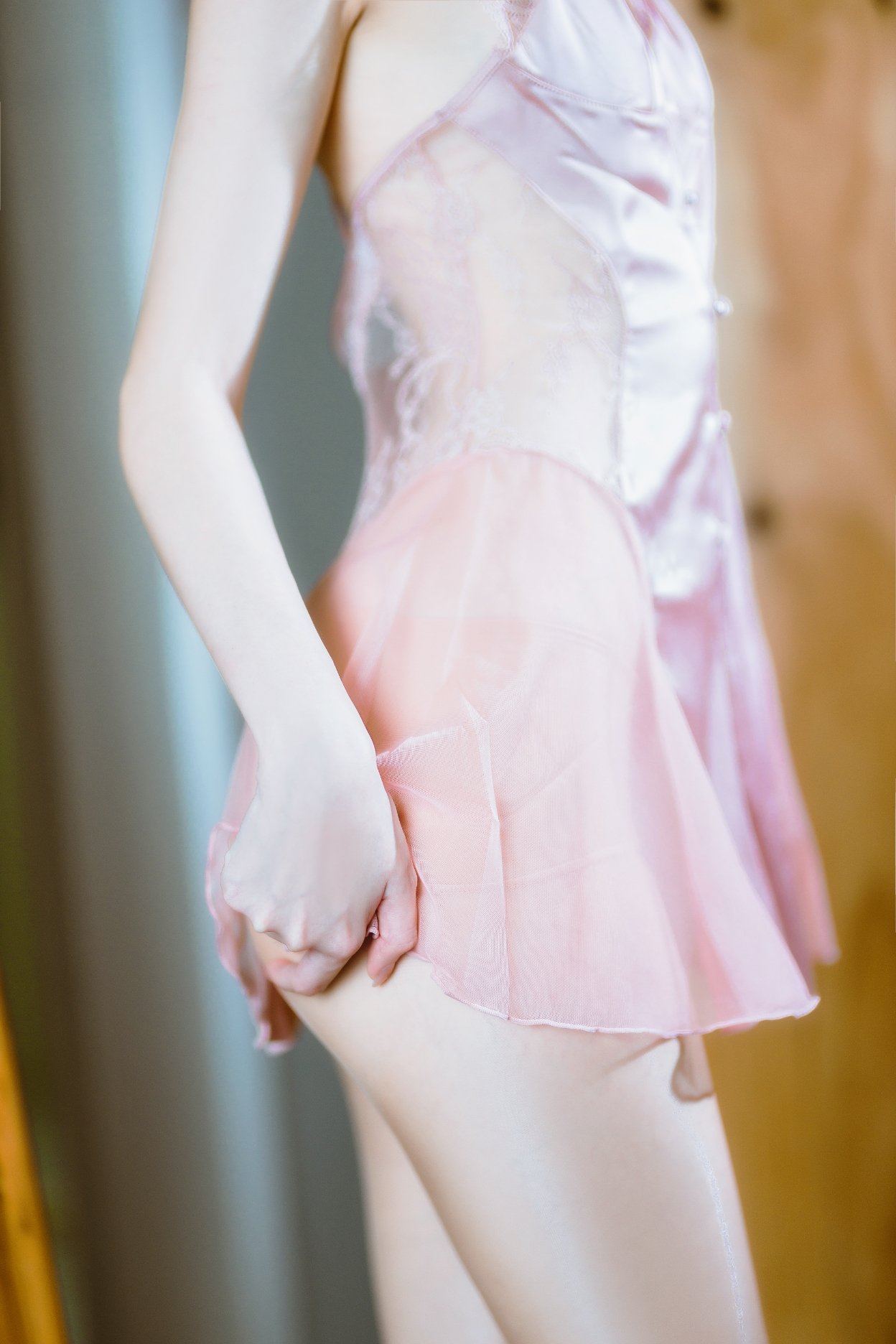 เซอ ลาน แอลเอเอ็น ผ้าครึ่งโปร่ง สีชมพู