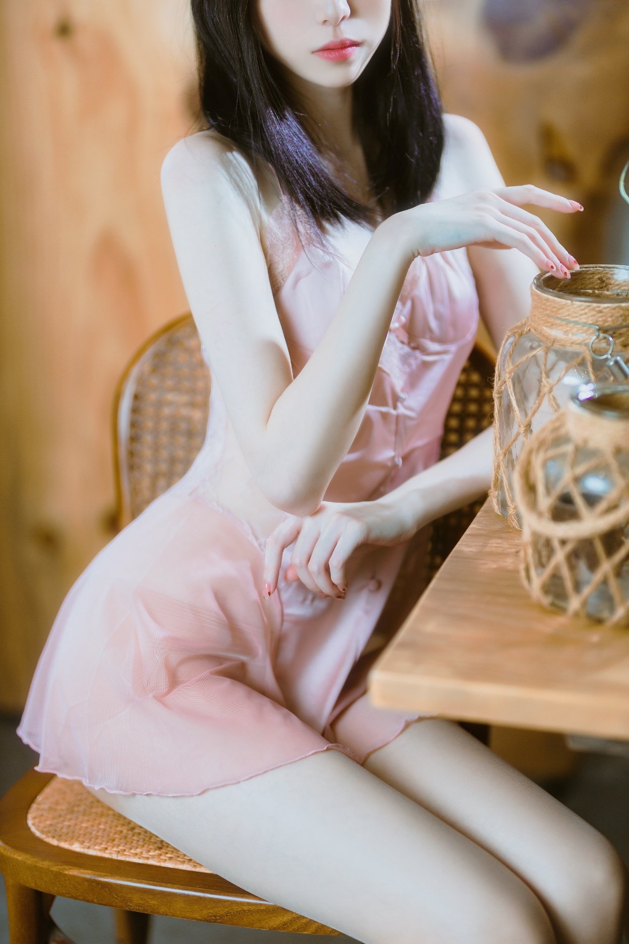 เซอ ลาน แอลเอเอ็น ผ้าครึ่งโปร่ง สีชมพู
