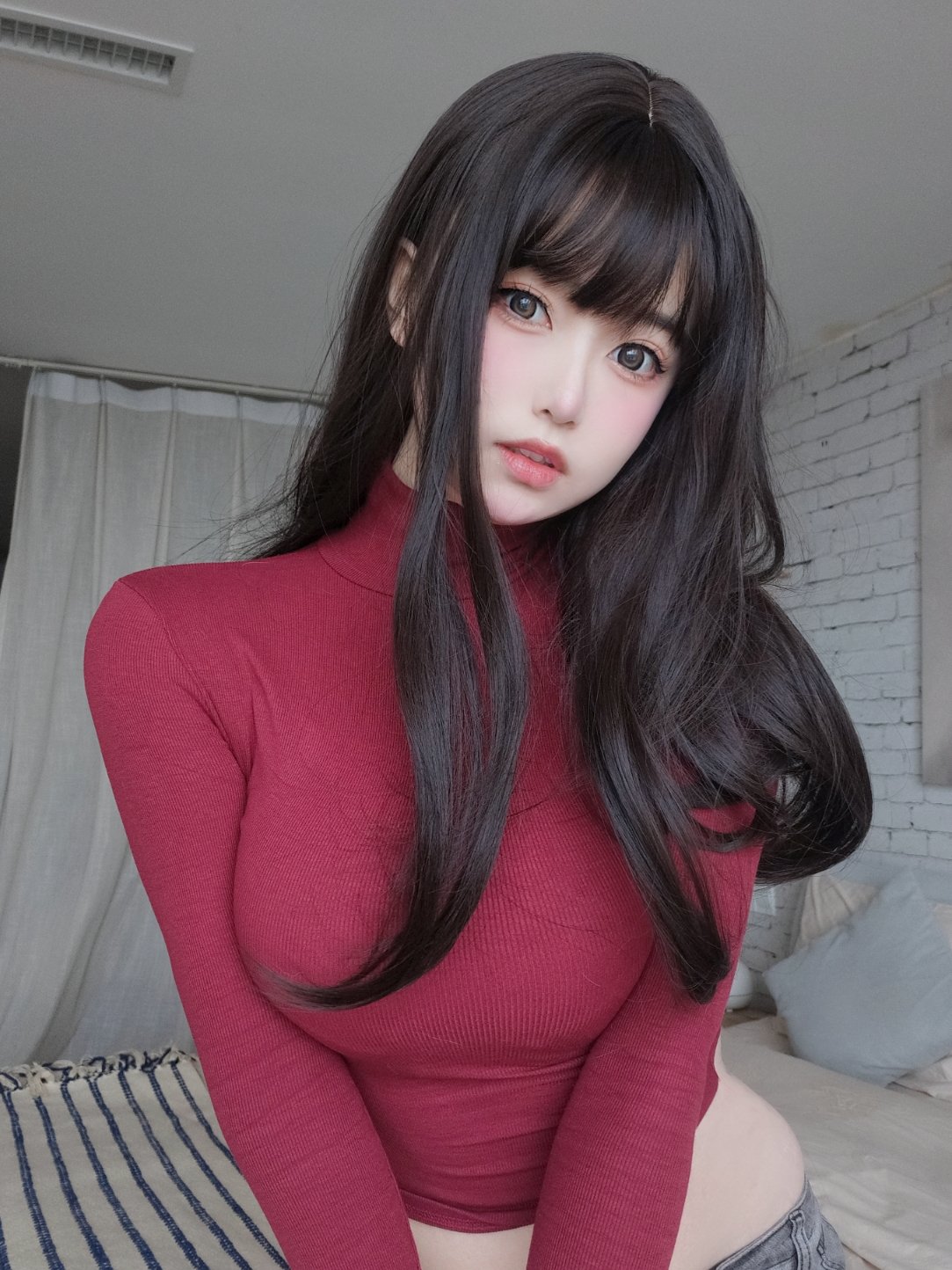 女主K NO.015 红色毛衣的丰满妹妹