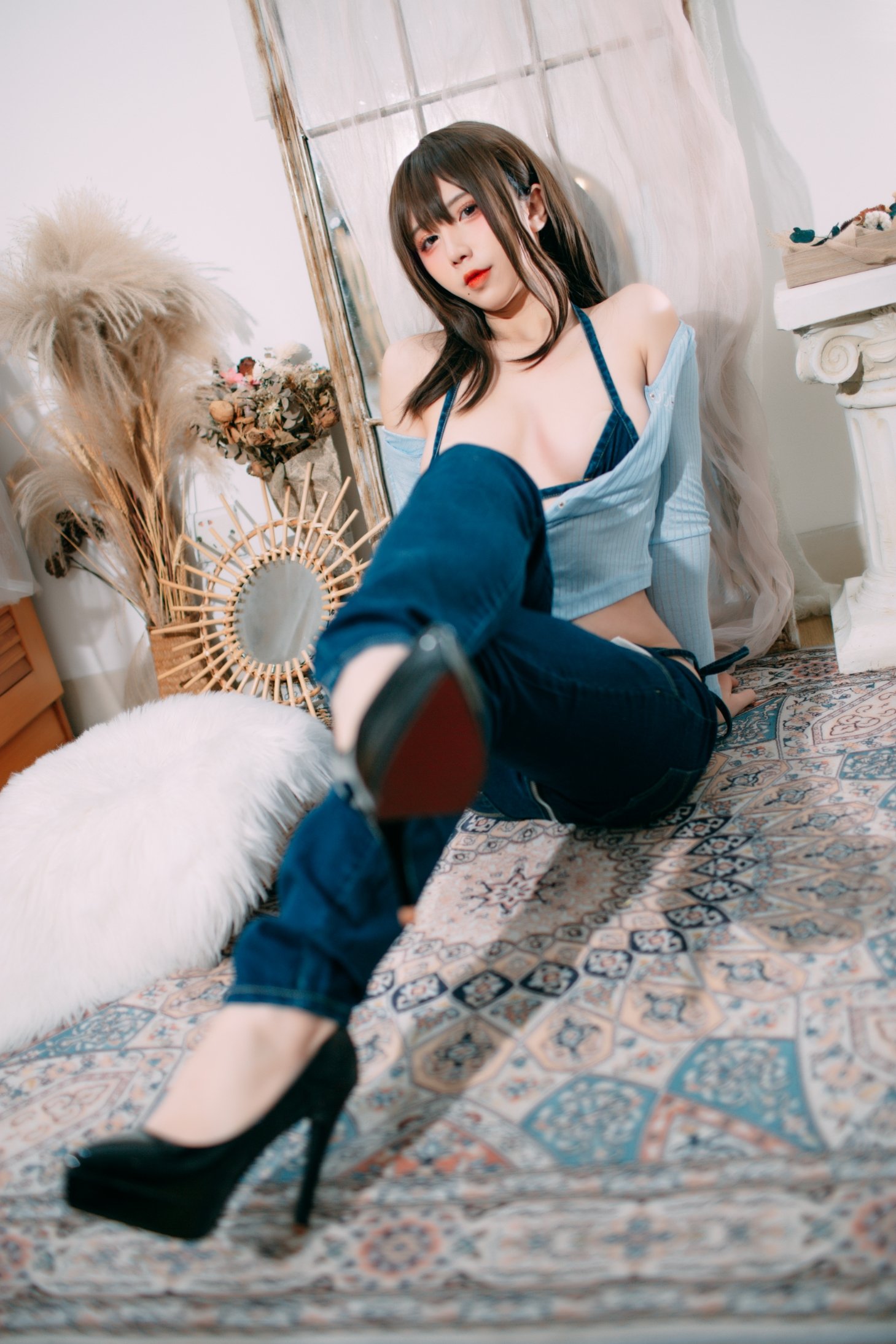 Jiu Qu Jean Guitar Sister Bodycon Skirt