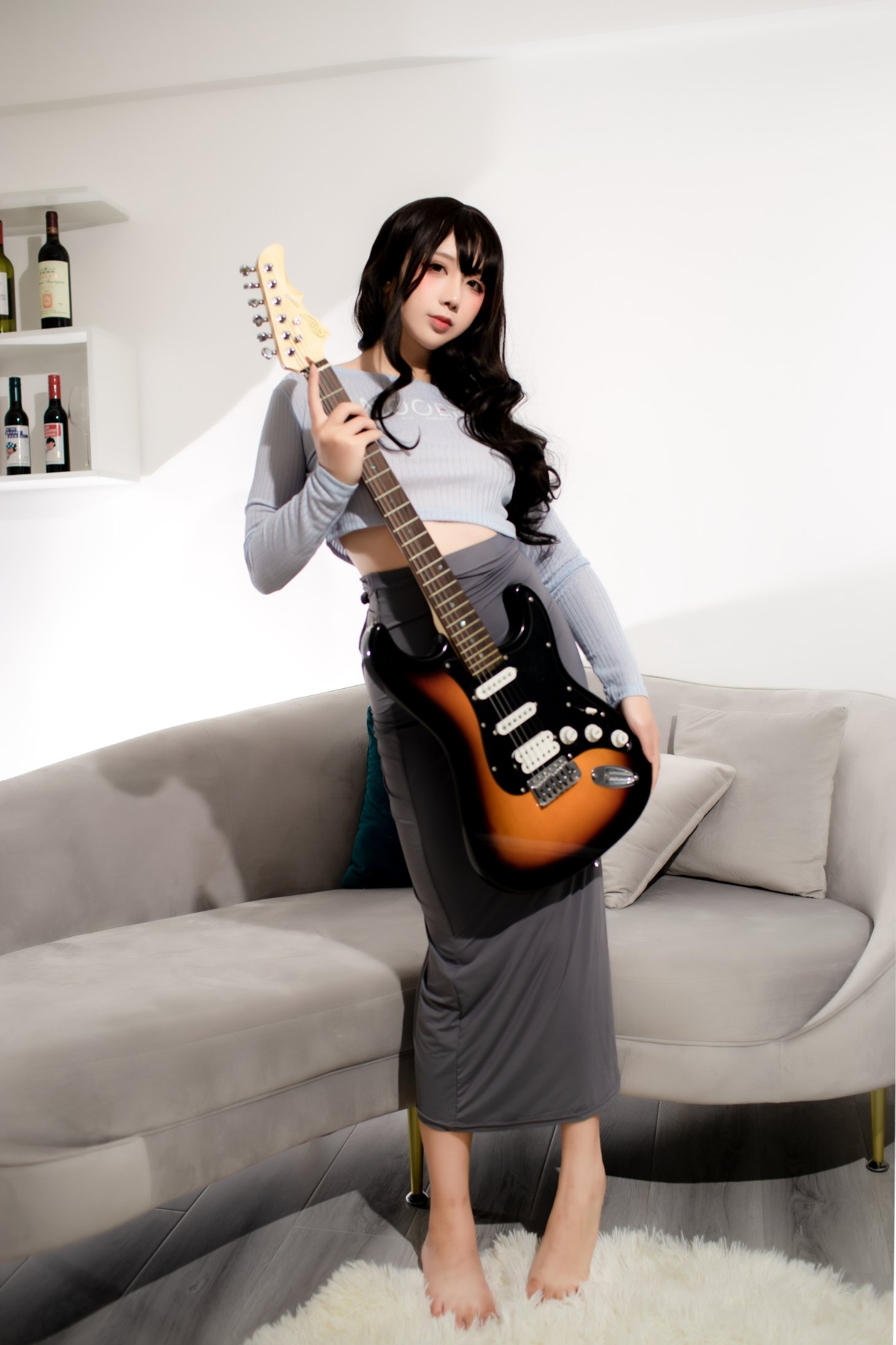 Jiu Qu Jean Guitar Sister Bodycon Skirt