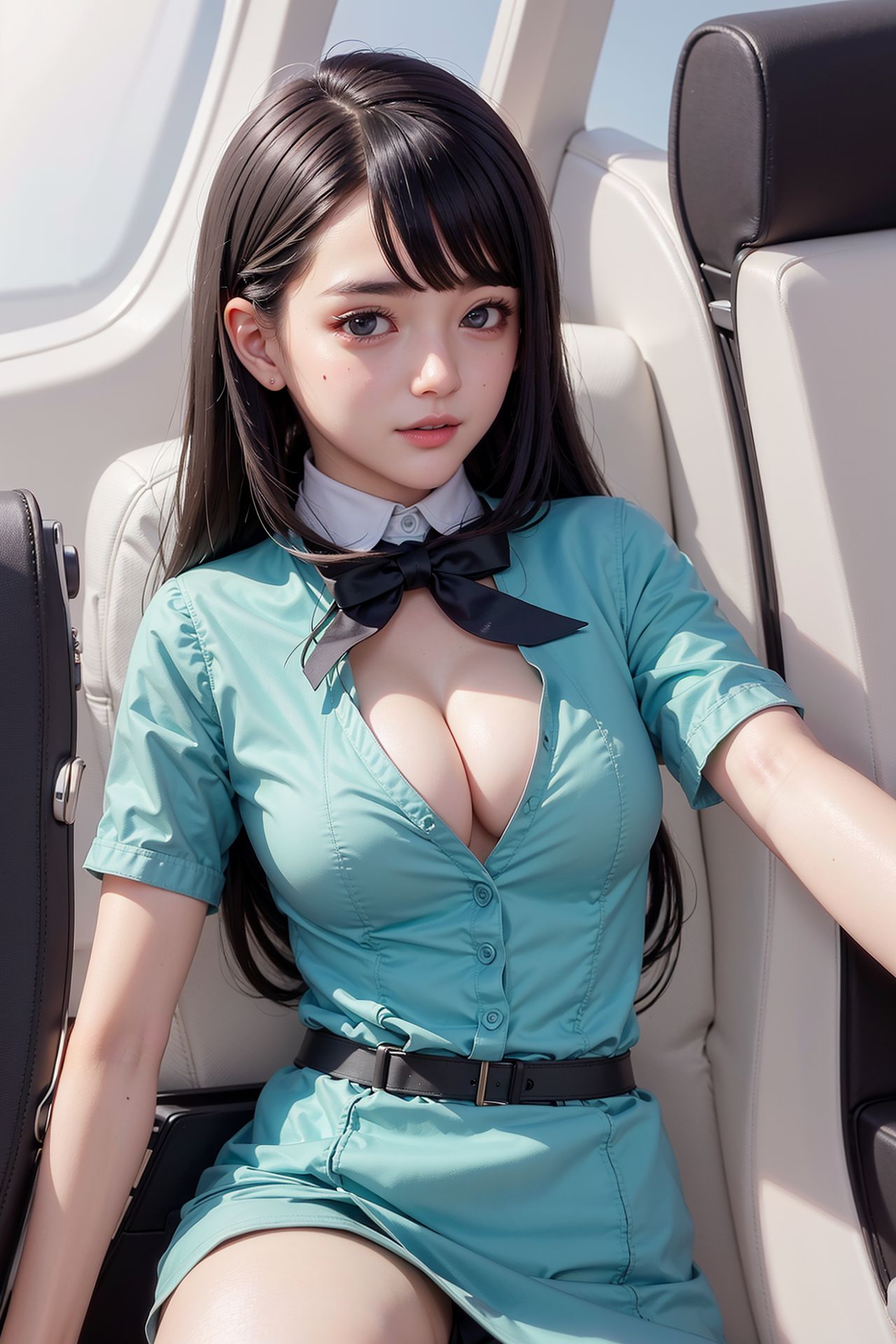 机场内的AI丰胸翘臀空姐美女