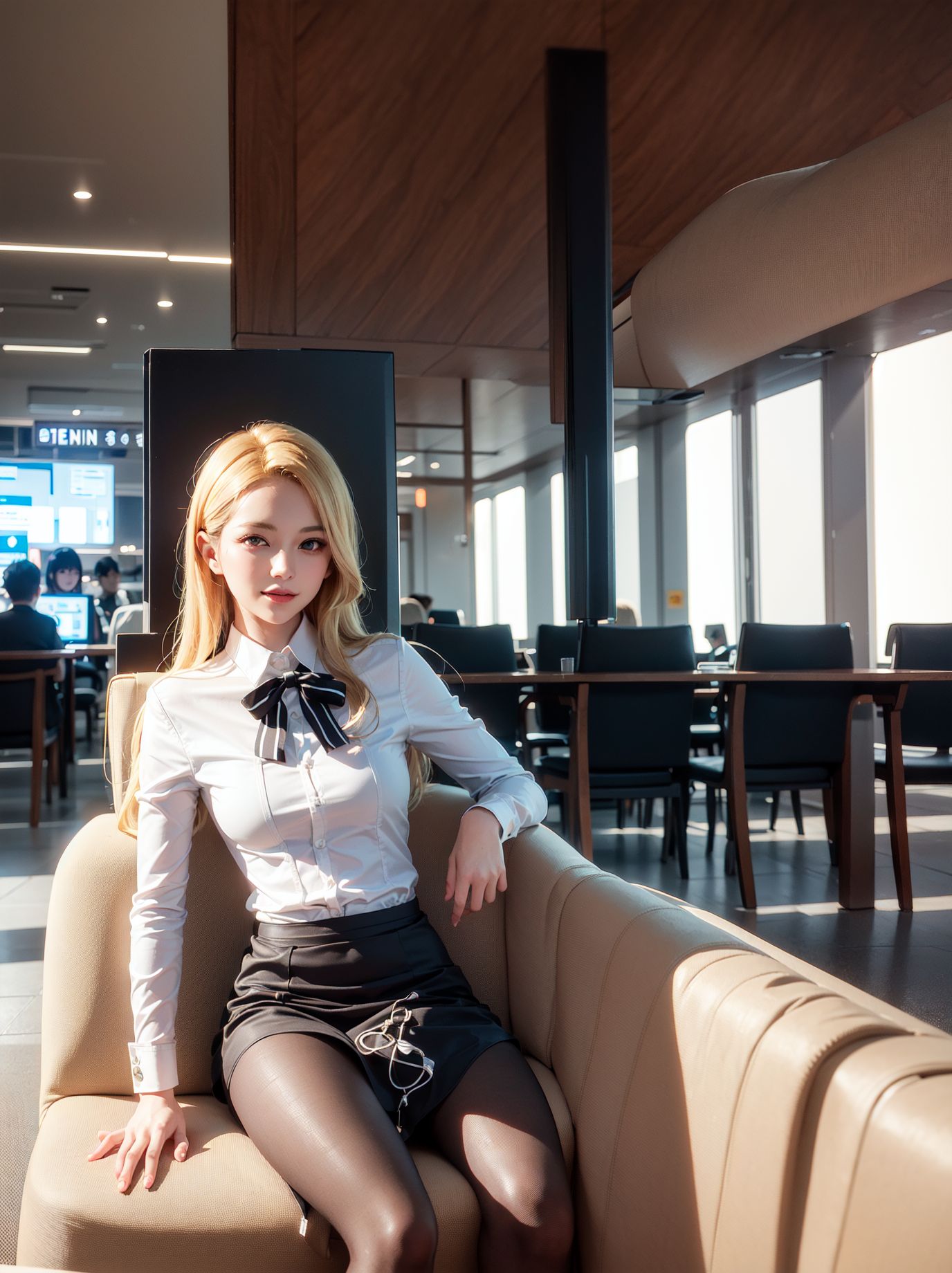 白丝美腿金发空乘杏眼迷离