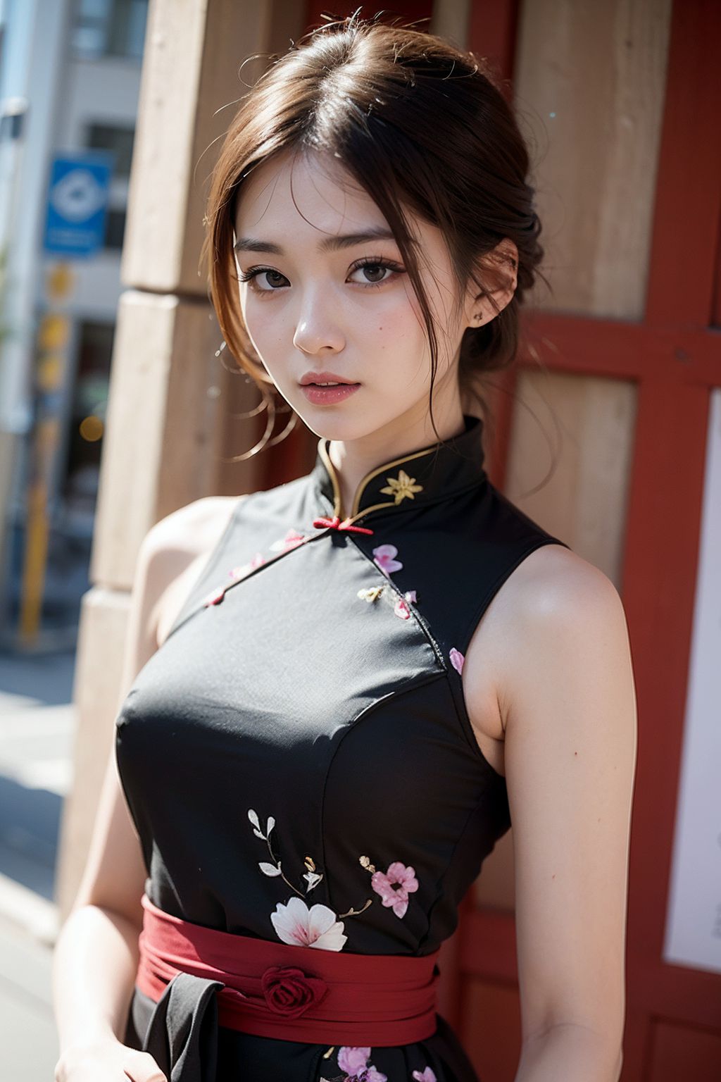 การถ่ายภาพหญิงสาวเพรียวบางสวมชุดกี่เพ้าสีดำ