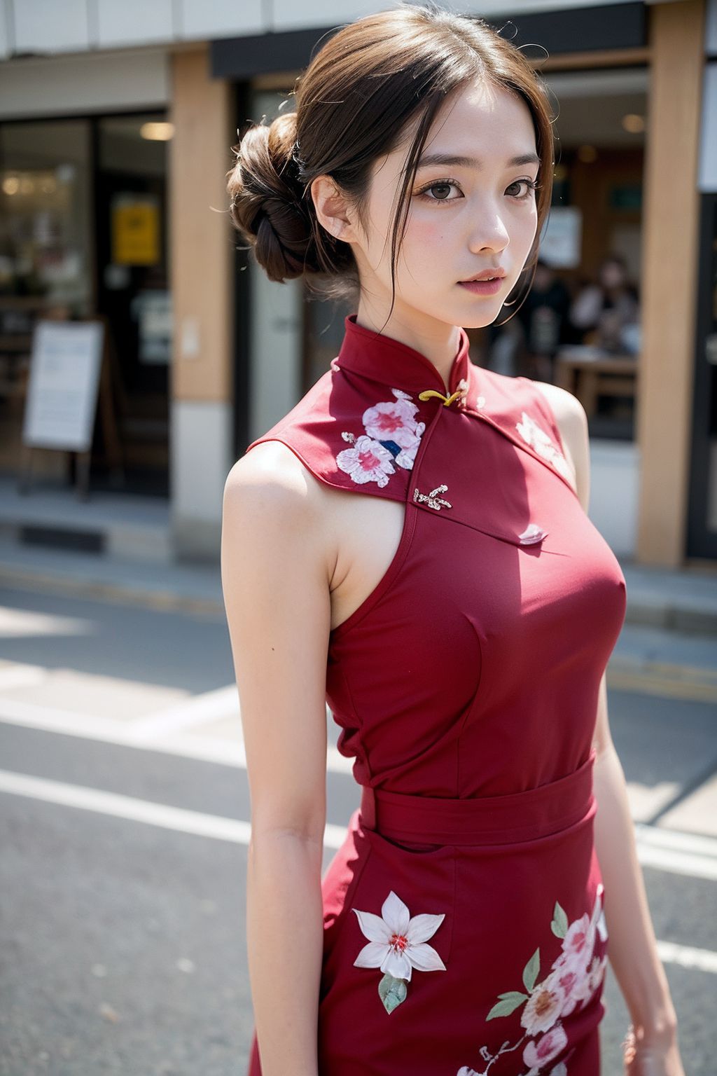การถ่ายภาพหญิงสาวเพรียวบางสวมชุดกี่เพ้าสีดำ